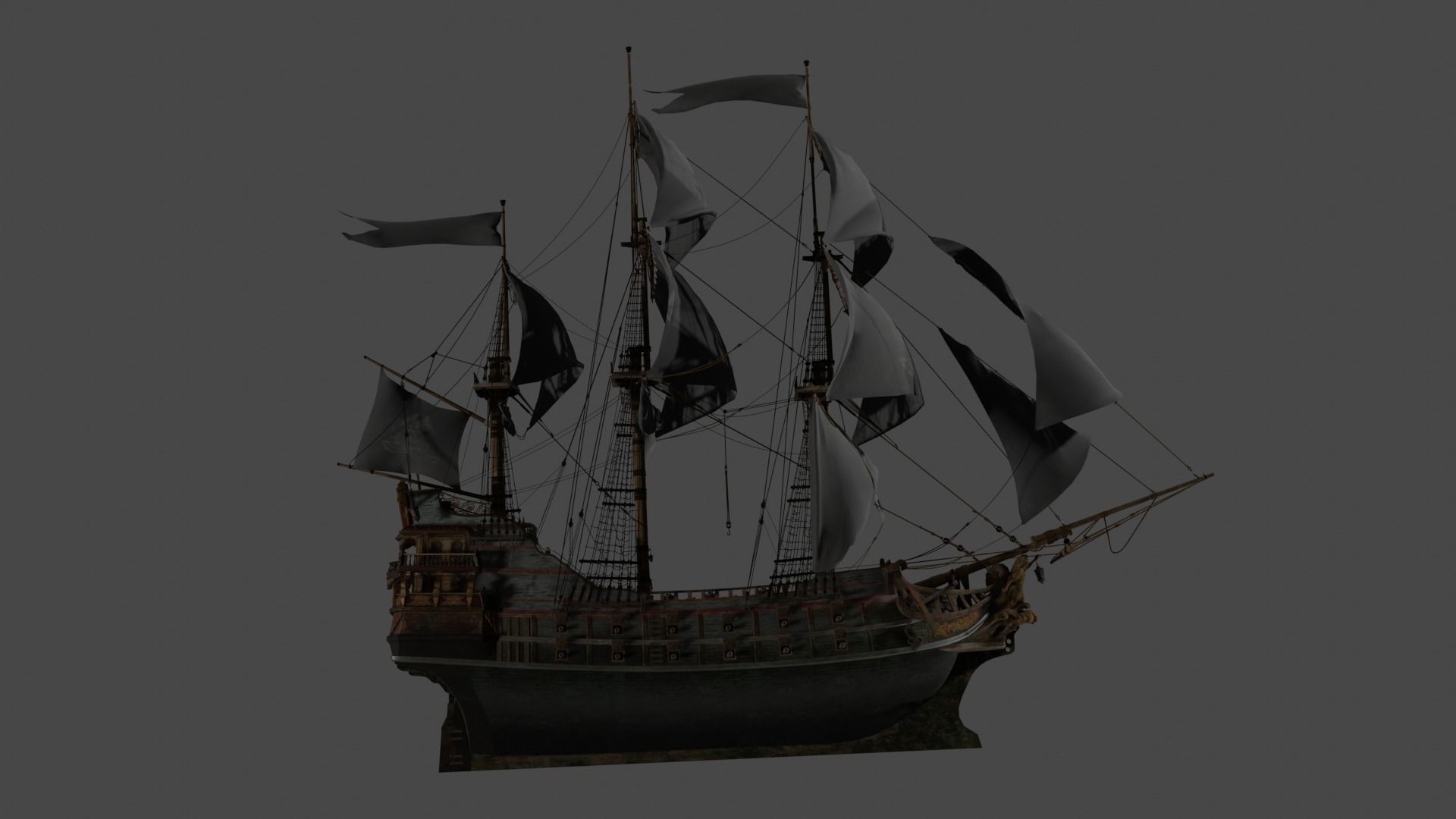 Pirate Ship Low-poly 3D model_1