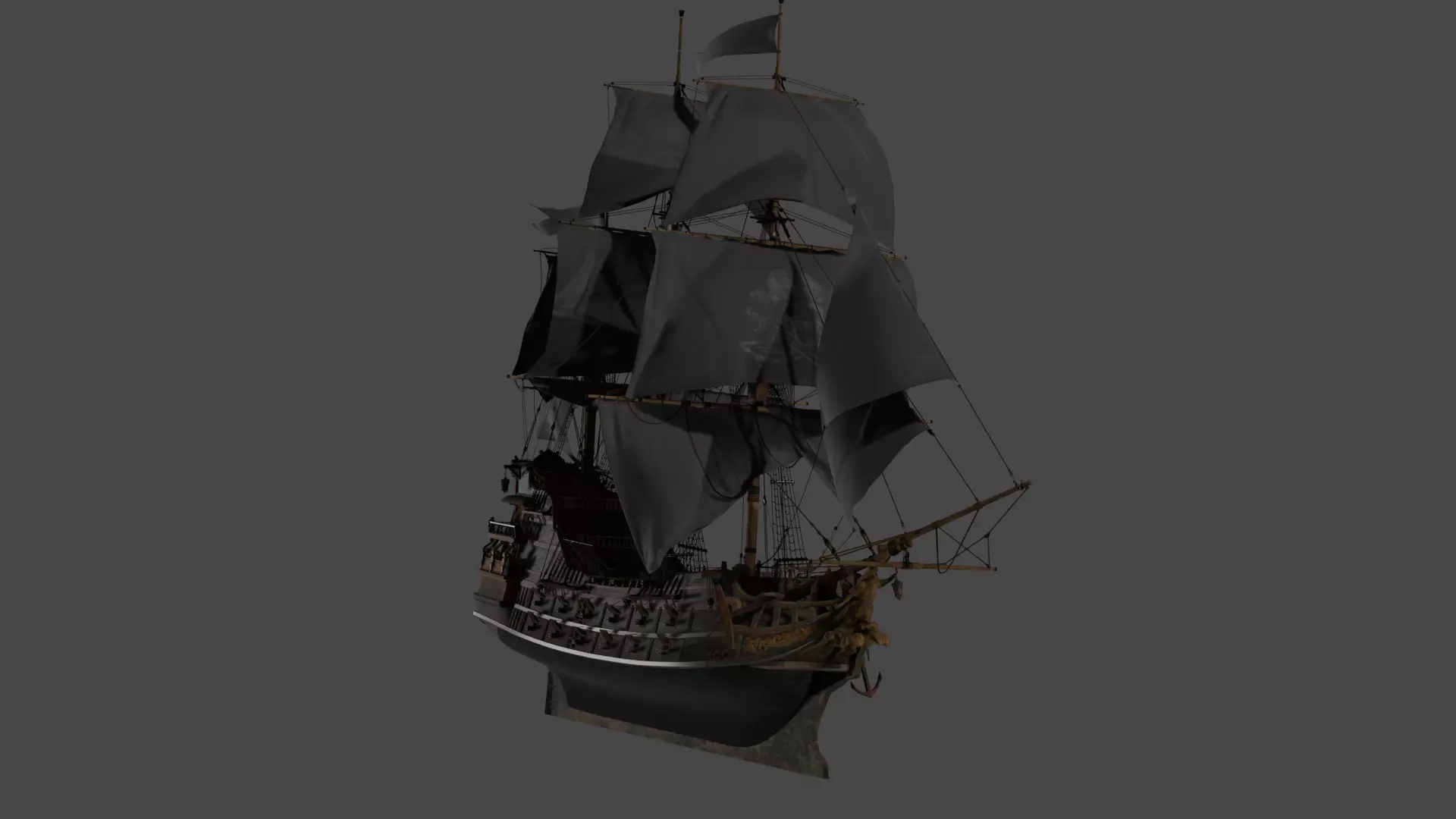 Pirate Ship Low-poly 3D model_0