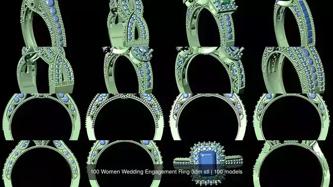 100 Women Wedding Engagement Ring 3dm stl
