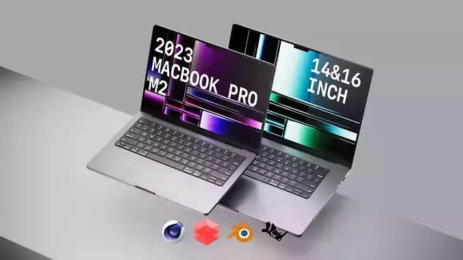 Apple 2023 M2 MacBook Pro - 14 and 16 Inch - 2023 - HQ 3D Model 3D model