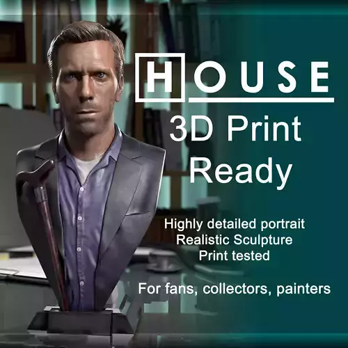Dr House - Hugh Laurie Portrait by Henrique Froes 3D print model