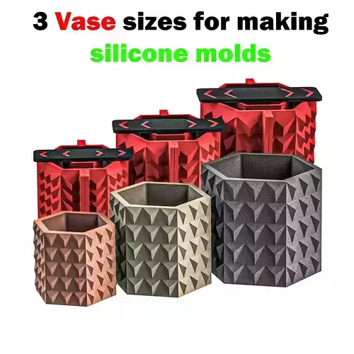 3 sizes of vases for making silicone mold