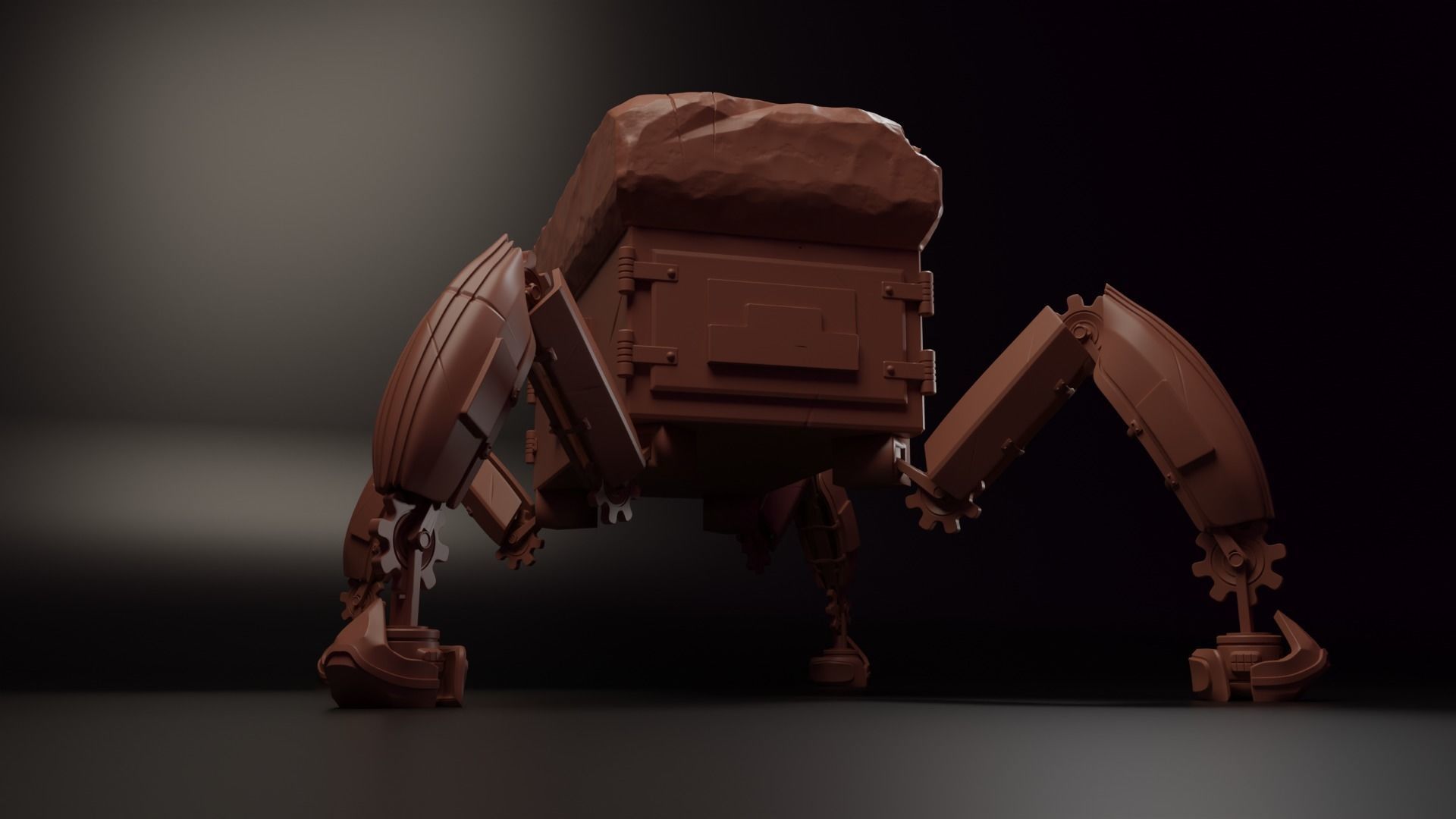 Robot forge Hight and low poly Low-poly 3D model_1