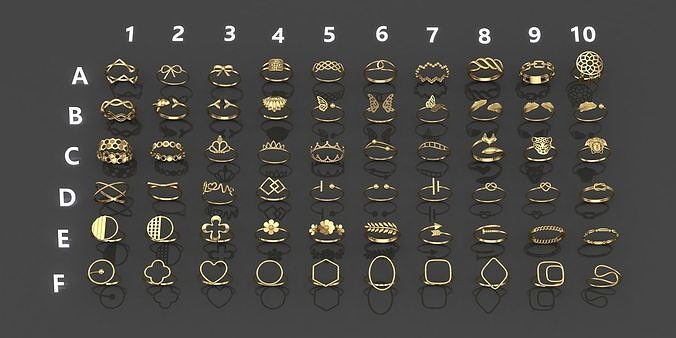 Pack of 60 rings 3D print model