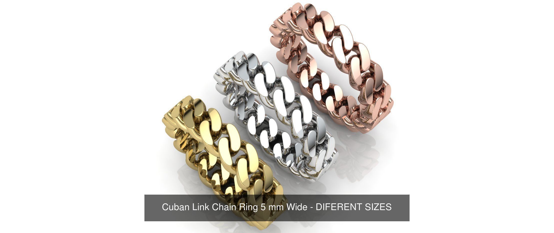 Cuban Link Chain Colection - DIFERENT SIZES 3D Model Collection_3
