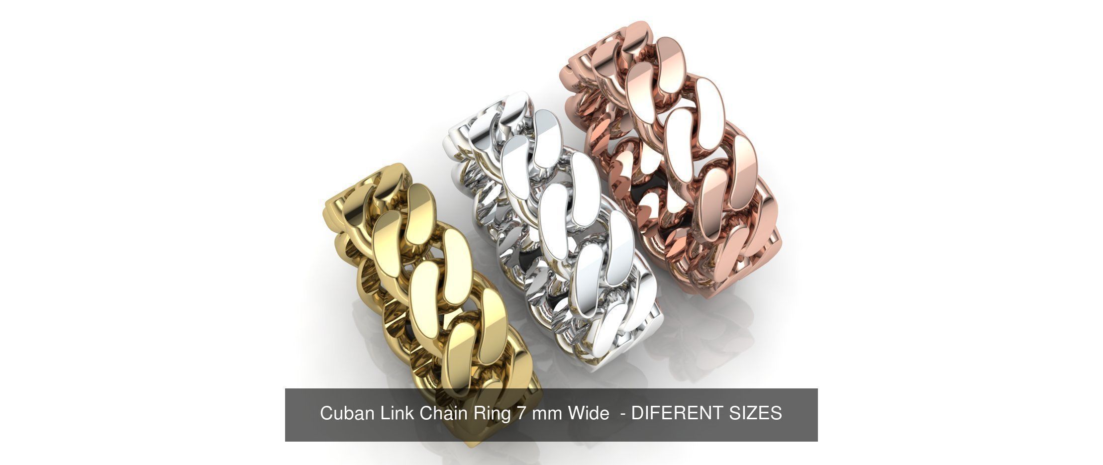 Cuban Link Chain Colection - DIFERENT SIZES 3D Model Collection_4