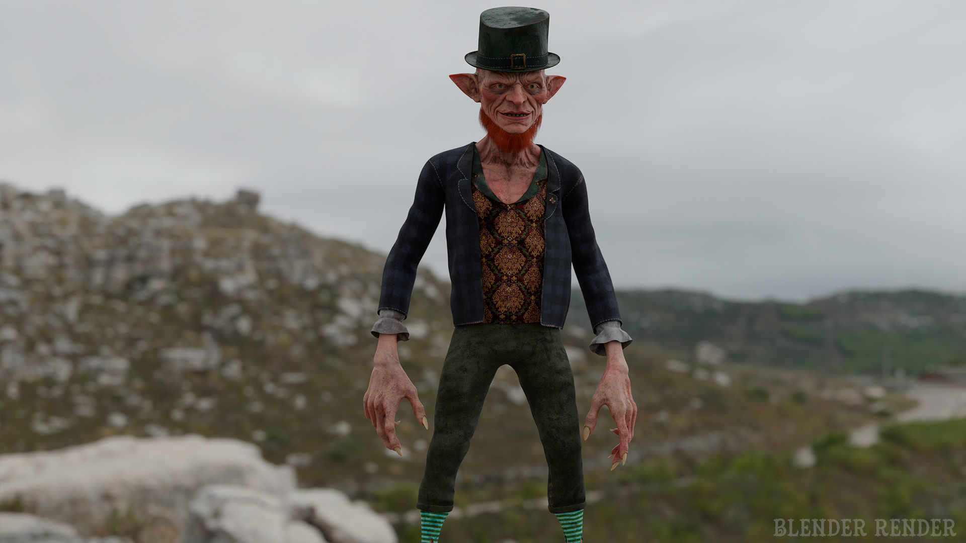 Scary Leprechaun Low-poly 3D model_3