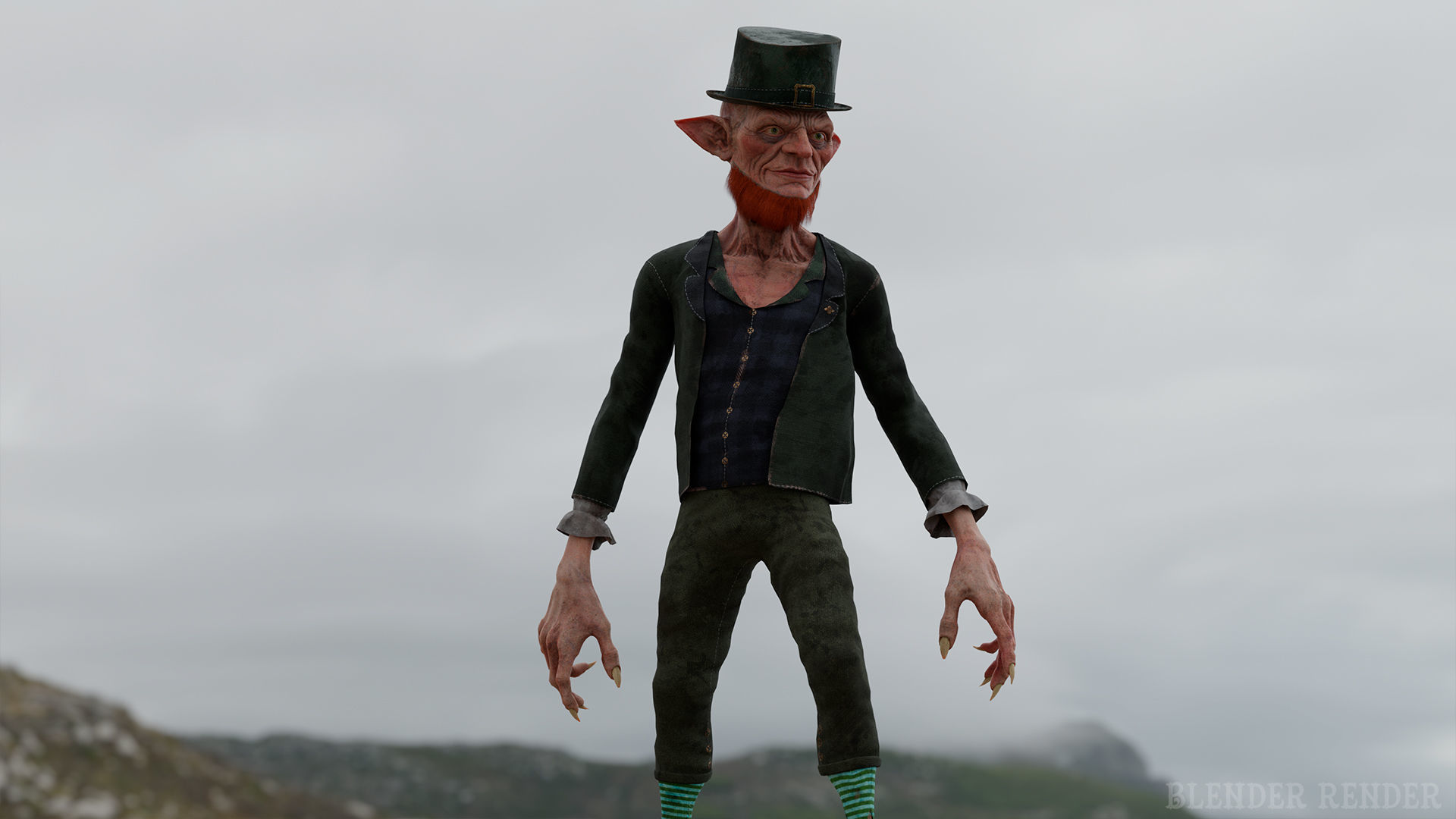 Scary Leprechaun Low-poly 3D model_4