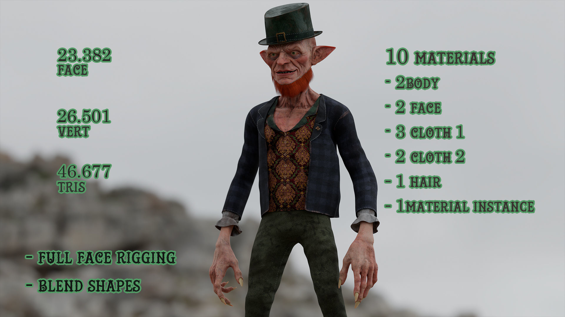 Scary Leprechaun Low-poly 3D model_9