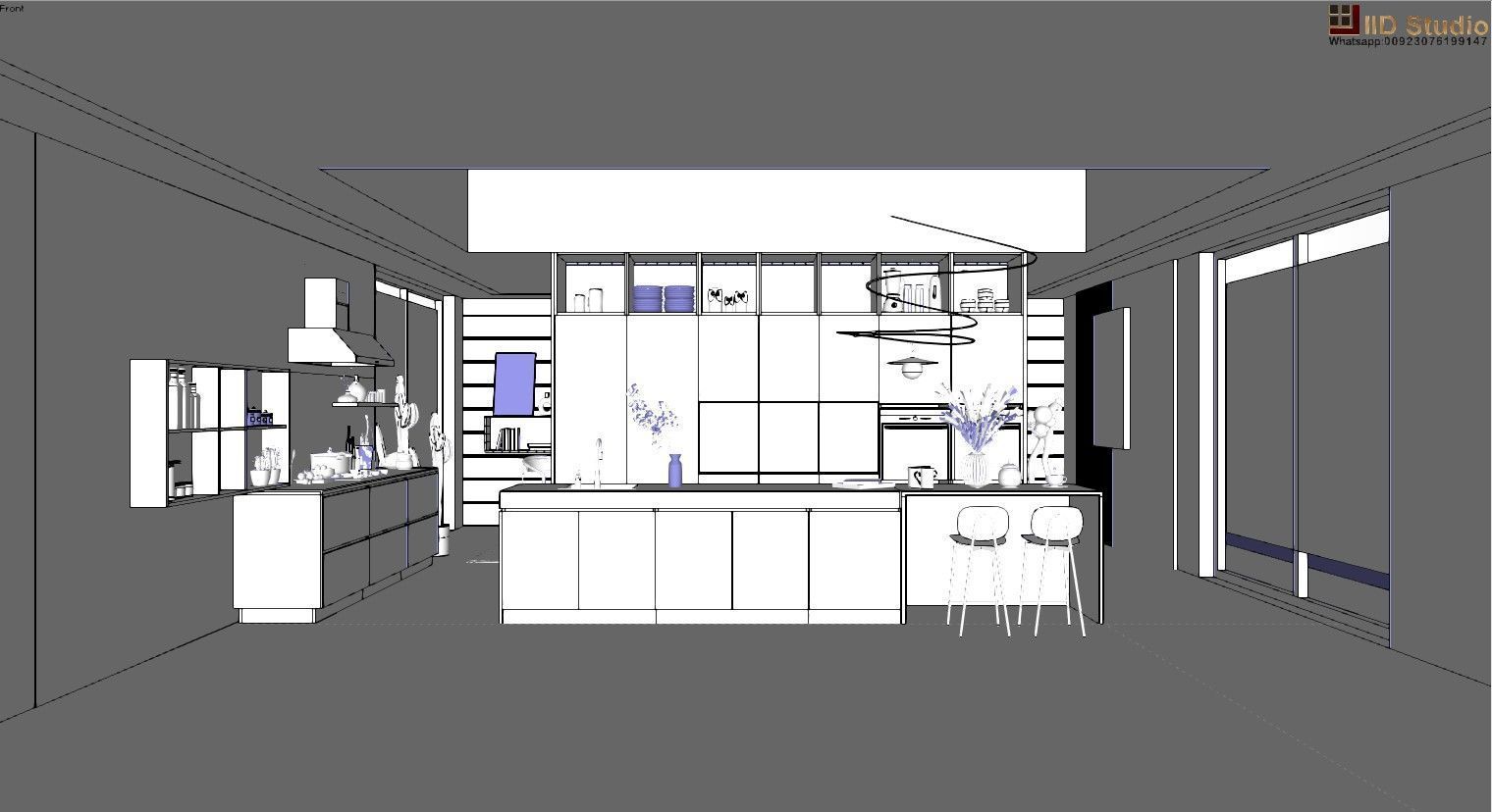 Kitchen fully parametric Resizable manufacturable 0015 3D model_23