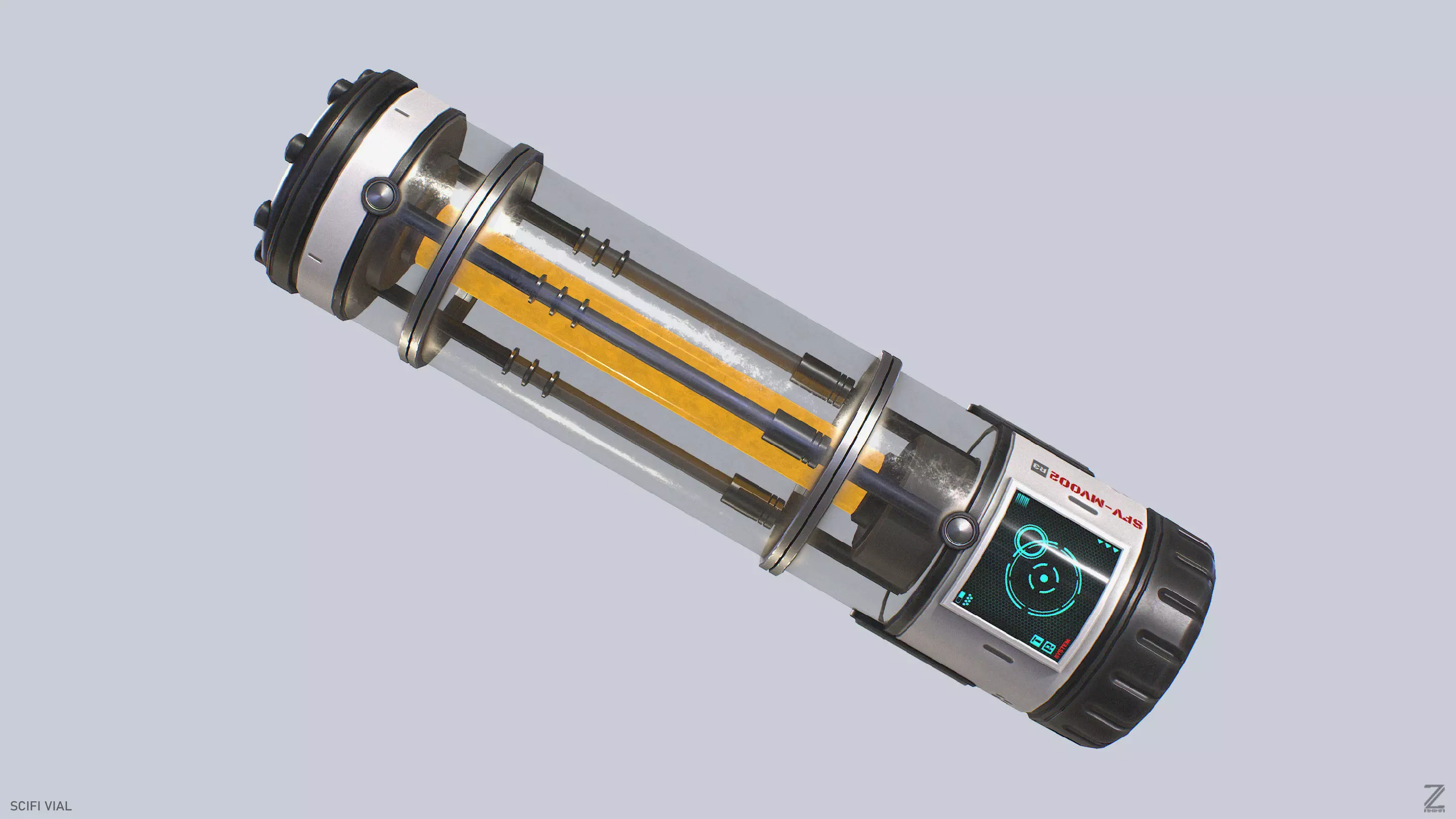 Scifi vial Low-poly 3D model_0