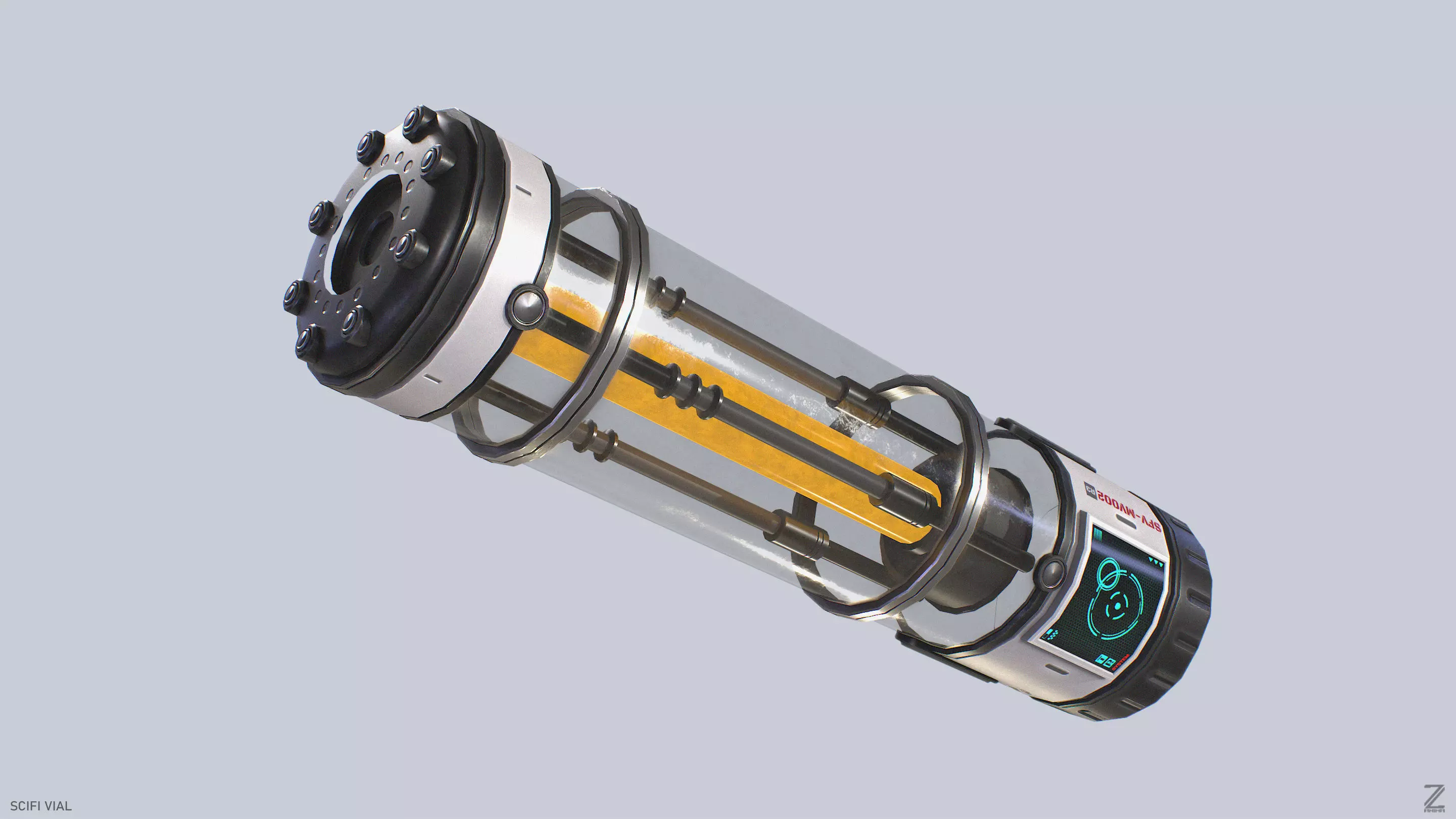 Scifi vial Low-poly 3D model_5