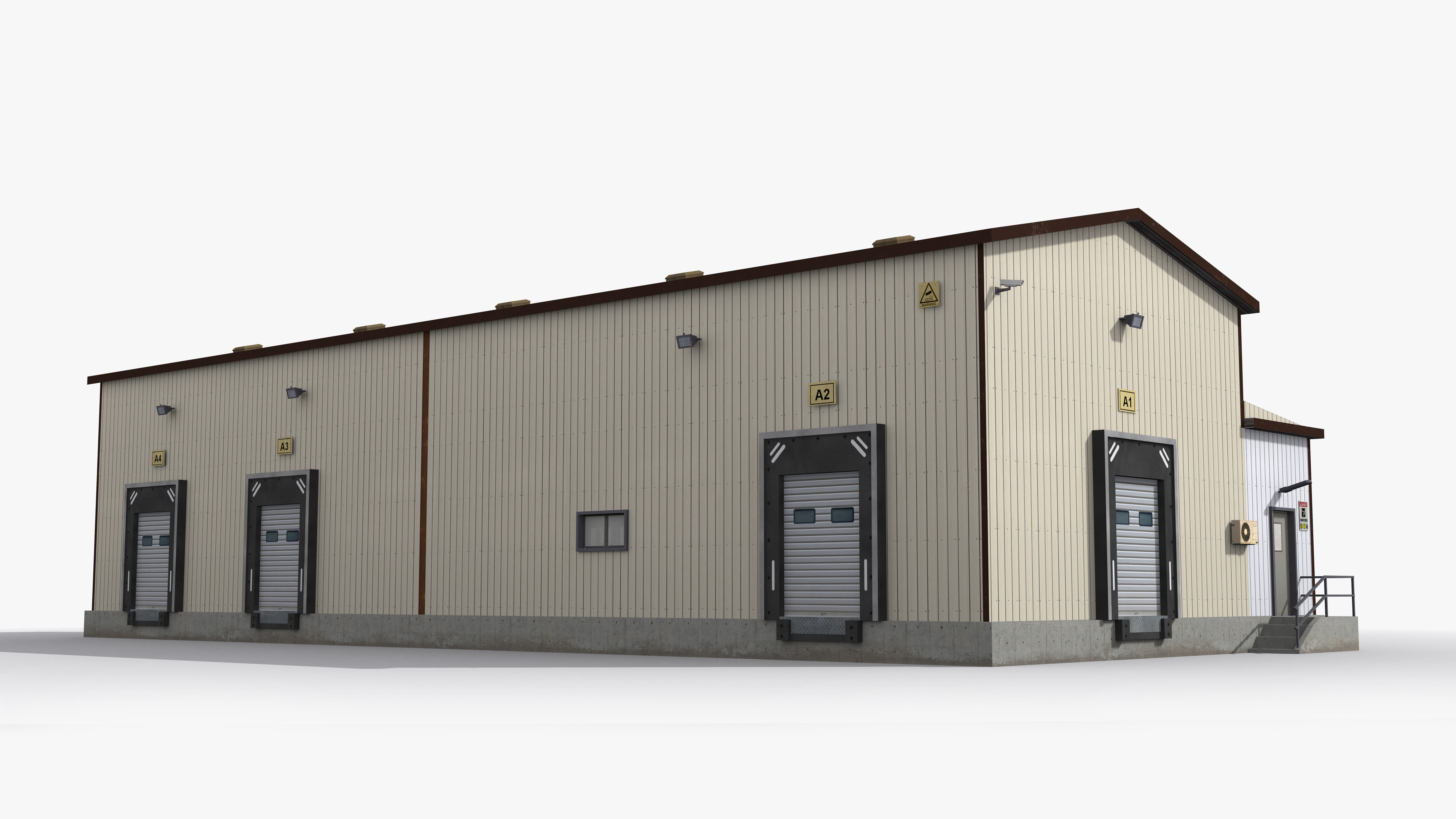 Factory x2 Low-poly 3D model_2