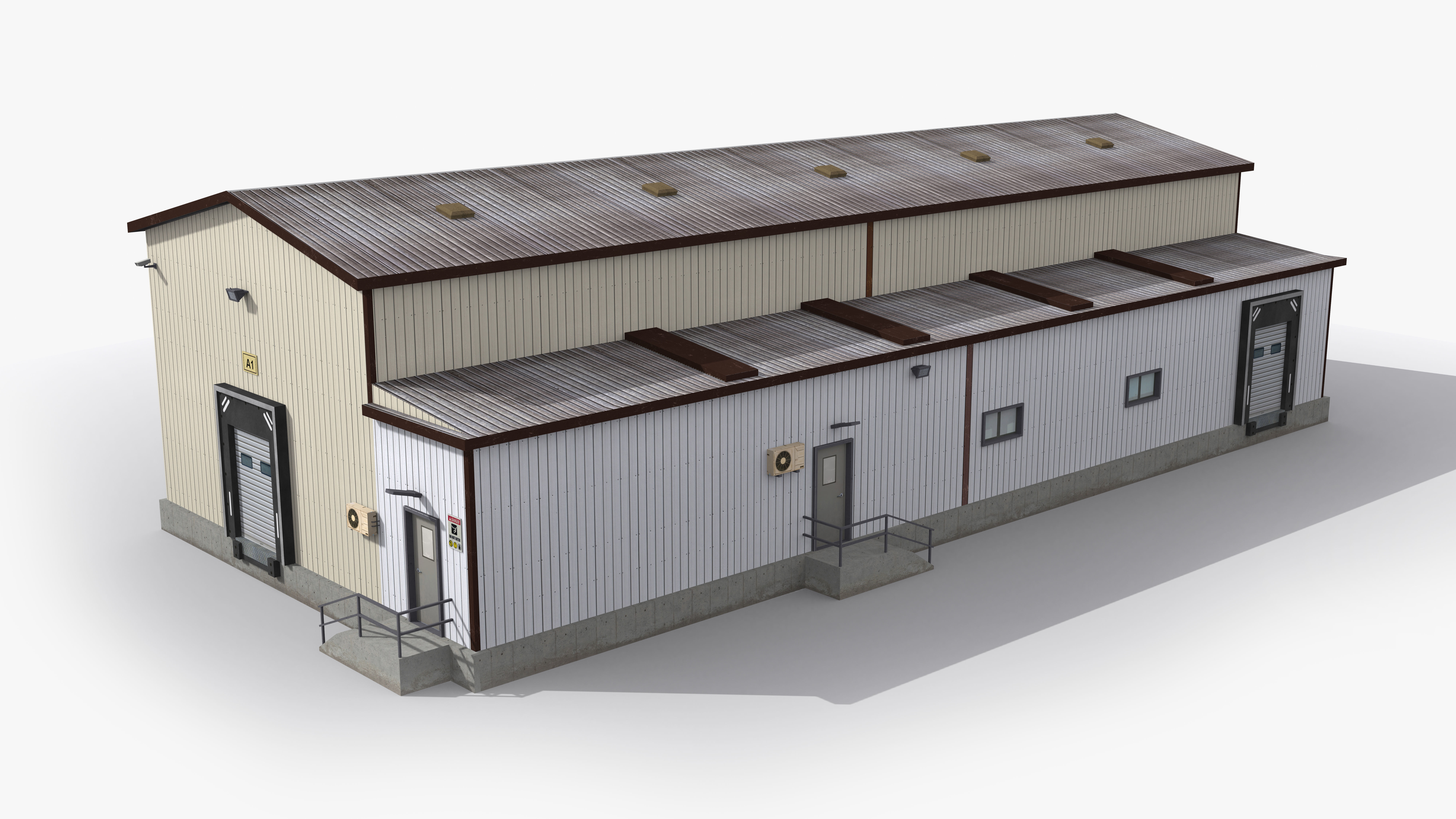 Factory x2 Low-poly 3D model_4