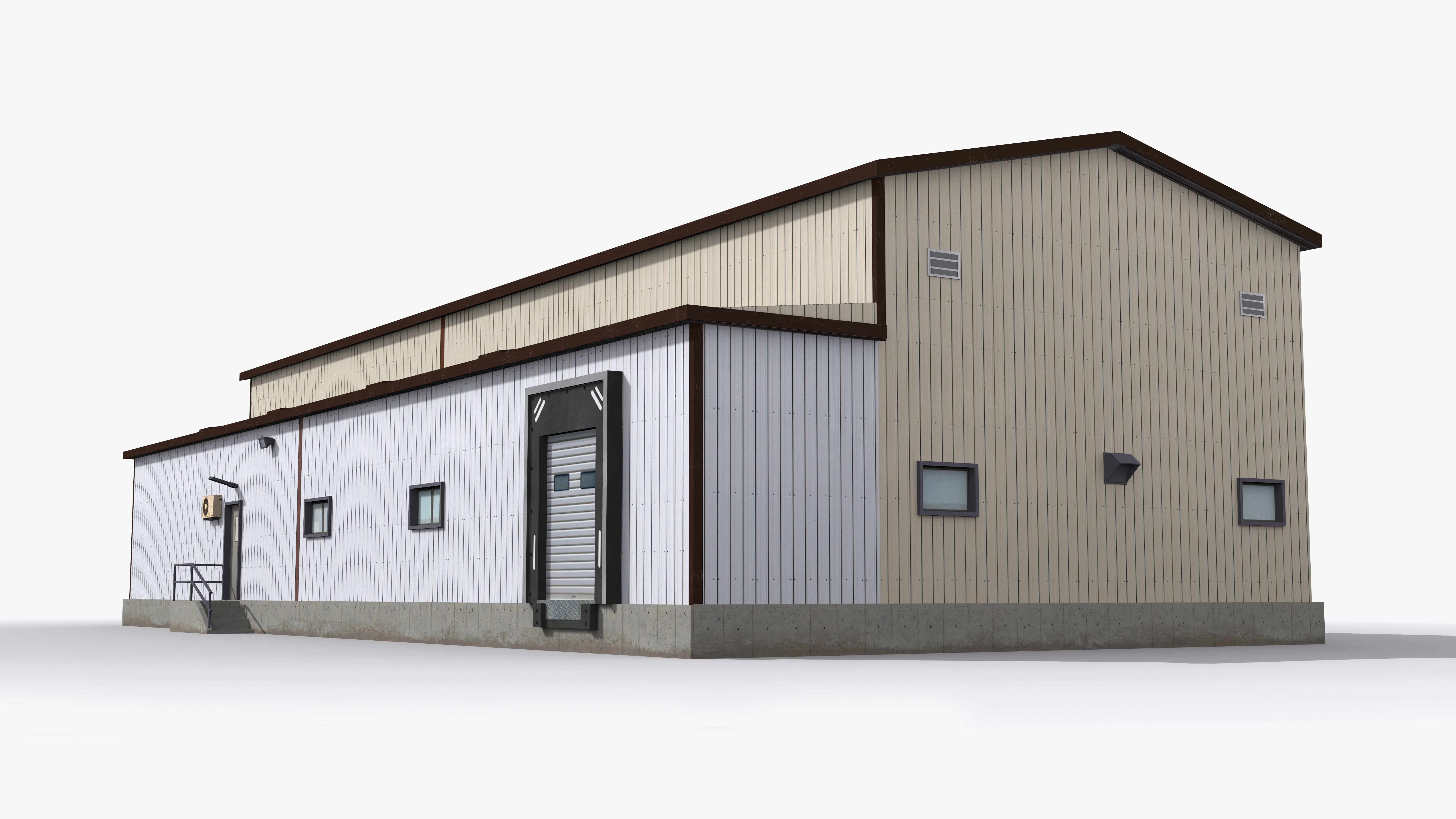 Factory x2 Low-poly 3D model_5