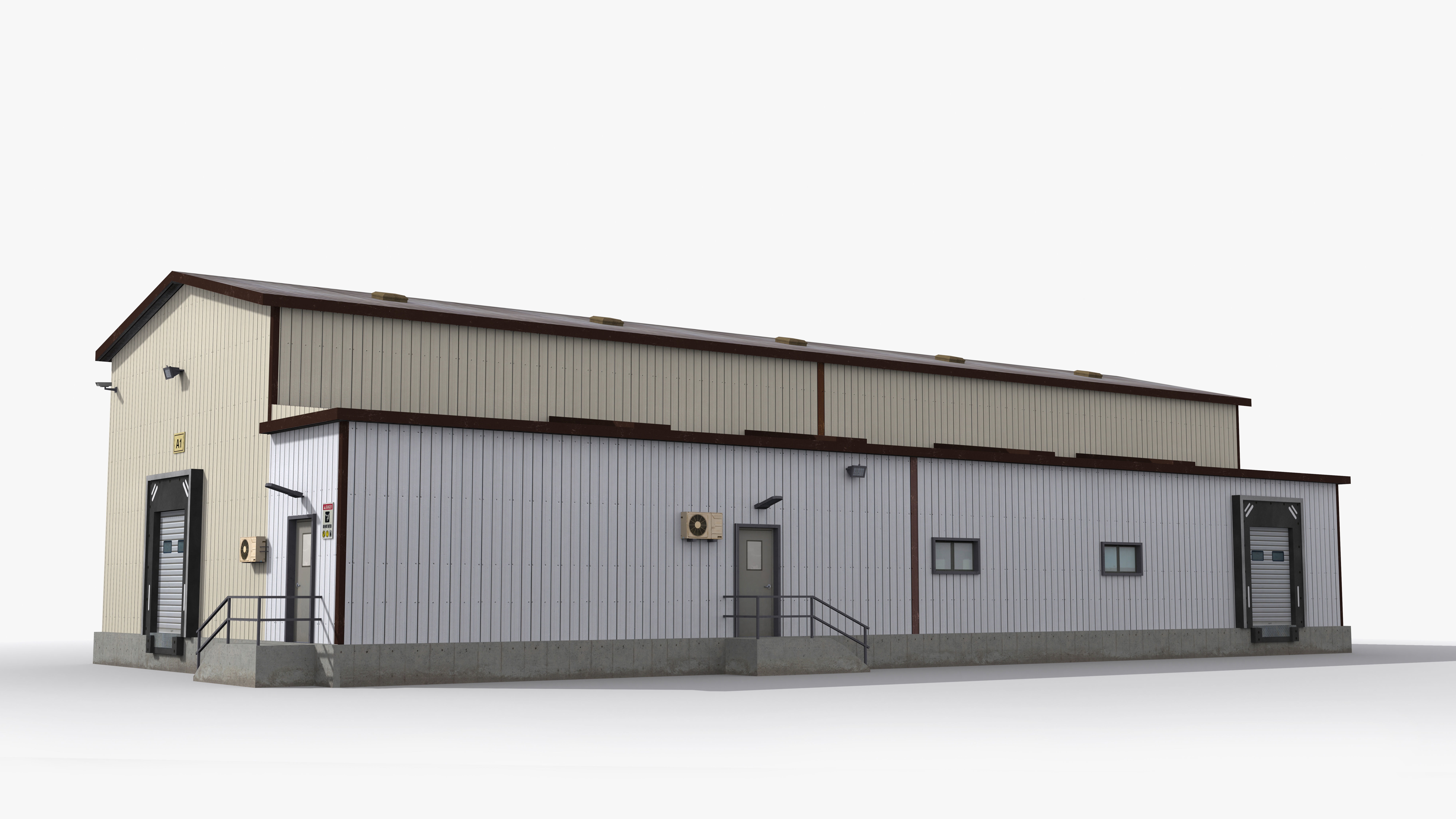 Factory x2 Low-poly 3D model_3