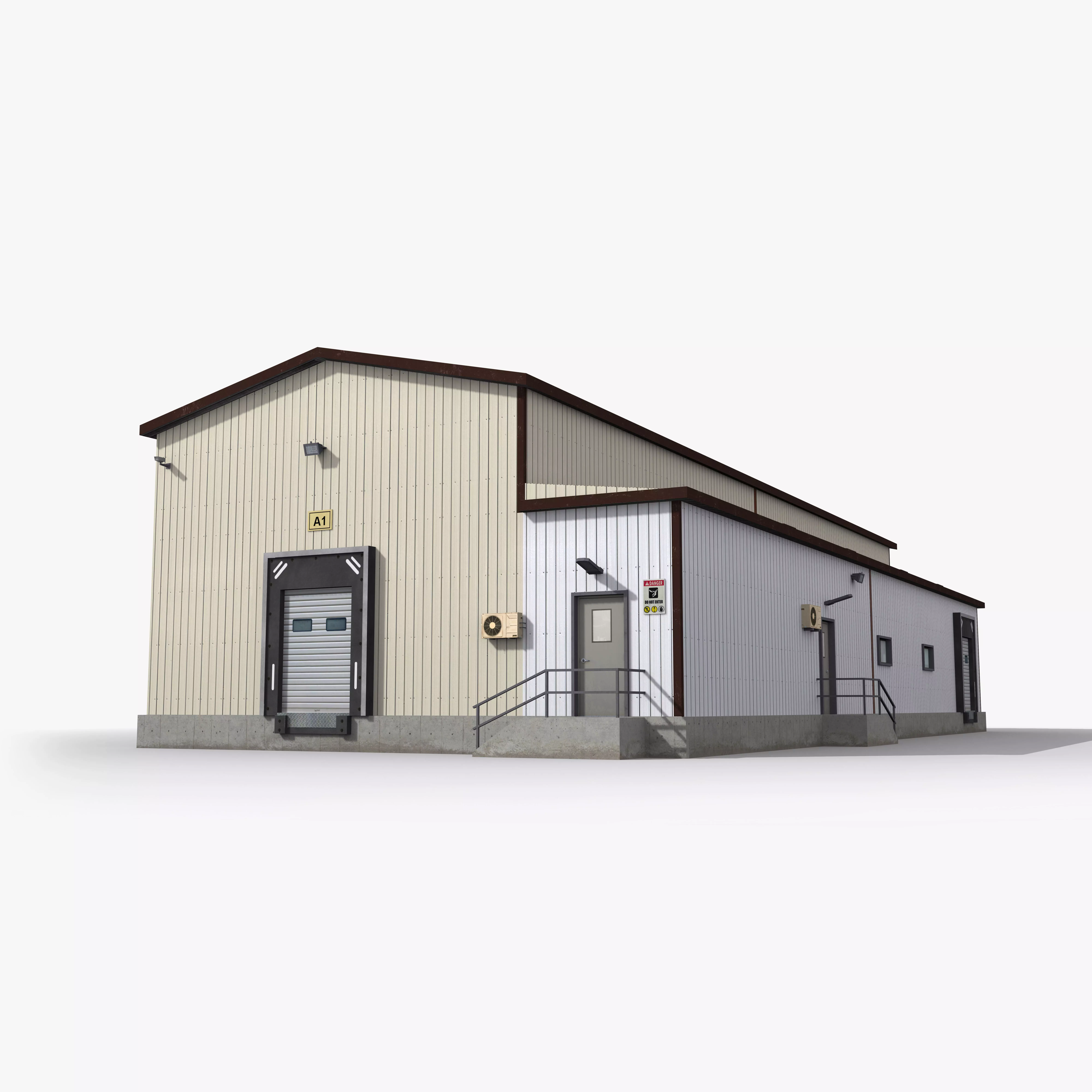 Factory x2 Low-poly 3D model_0