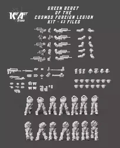 Cosmic legionnary Kit - Green Beret in heavy armor 3D print model