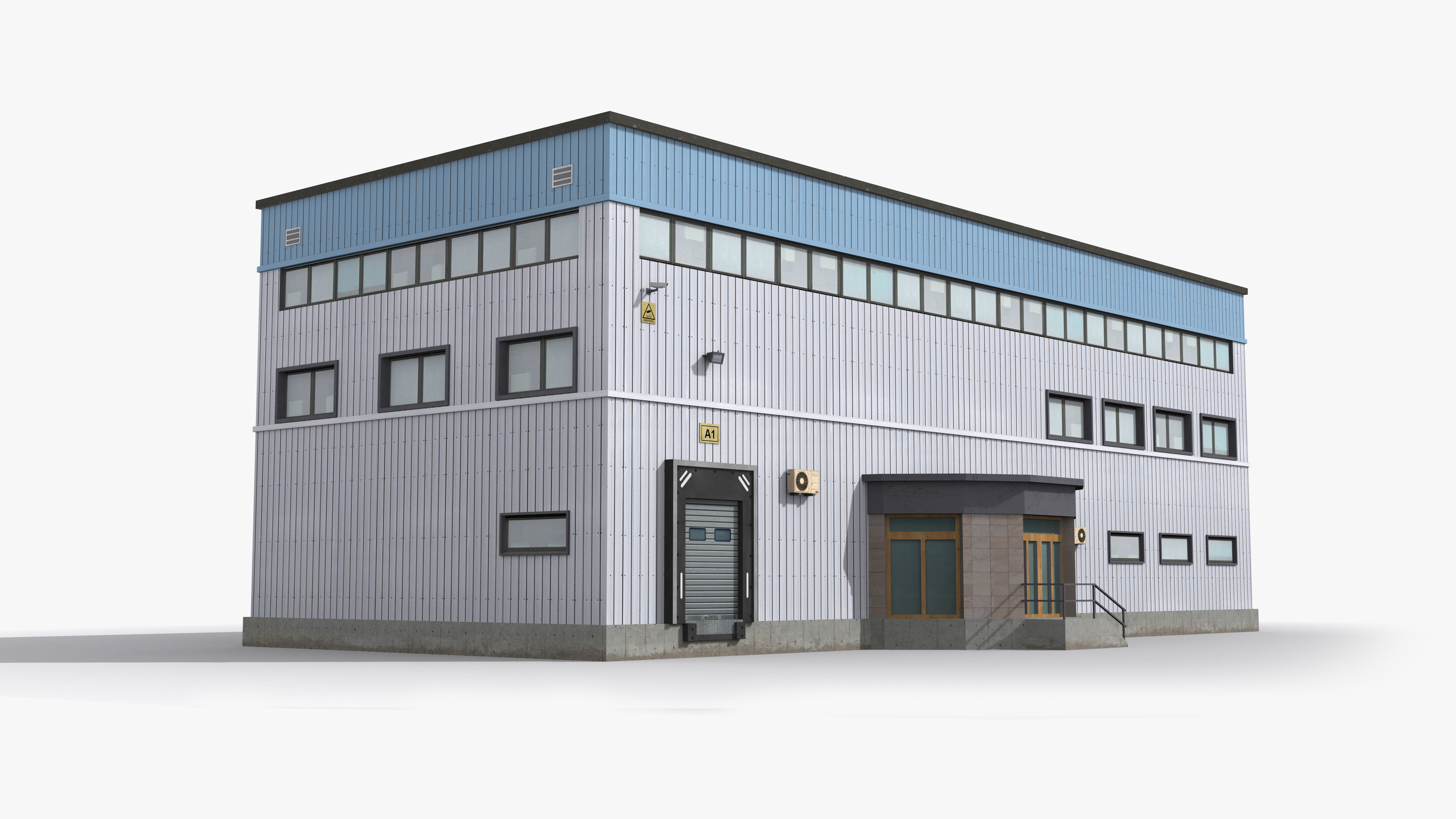 Factory x5 Low-poly 3D model_2