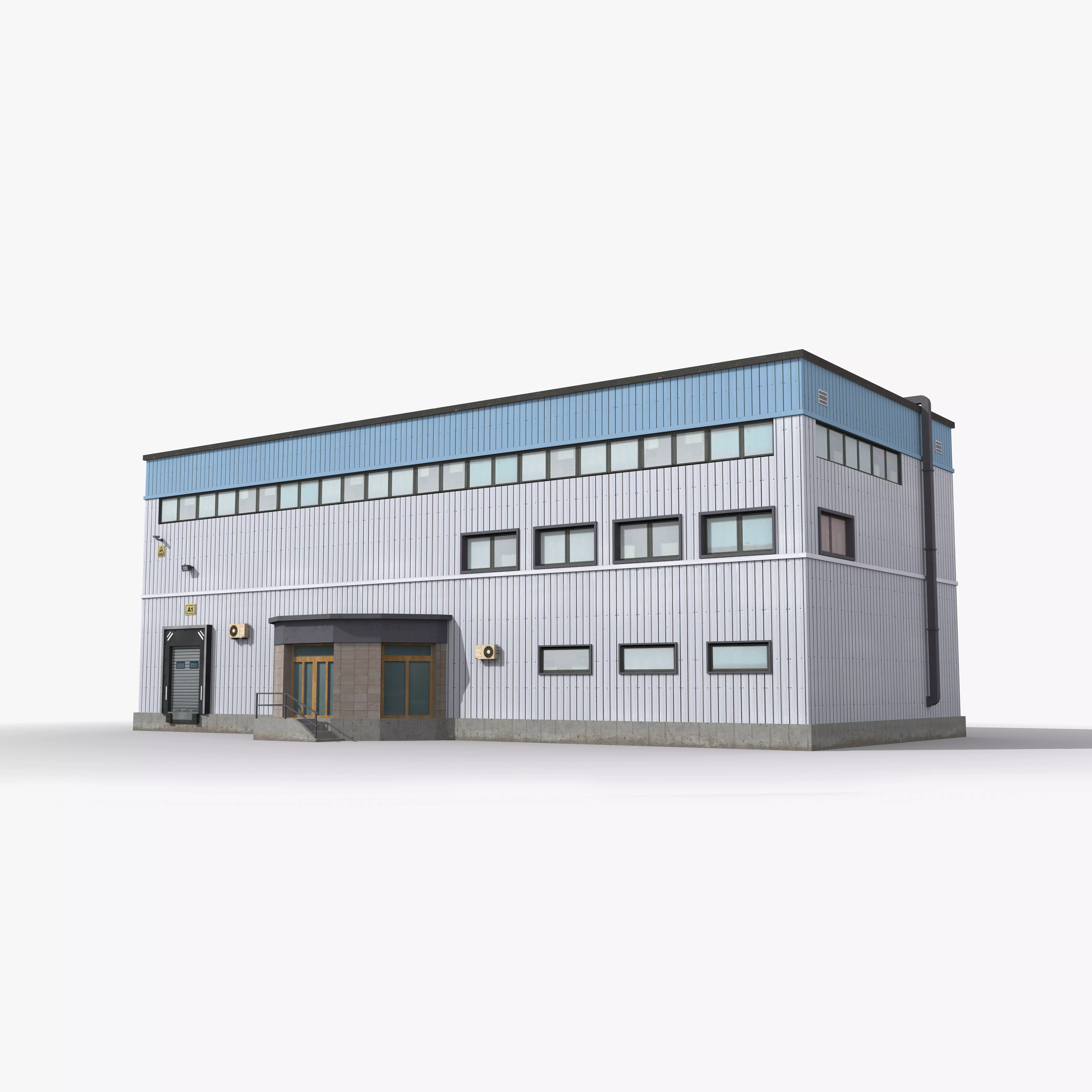 Factory x5 Low-poly 3D model_0