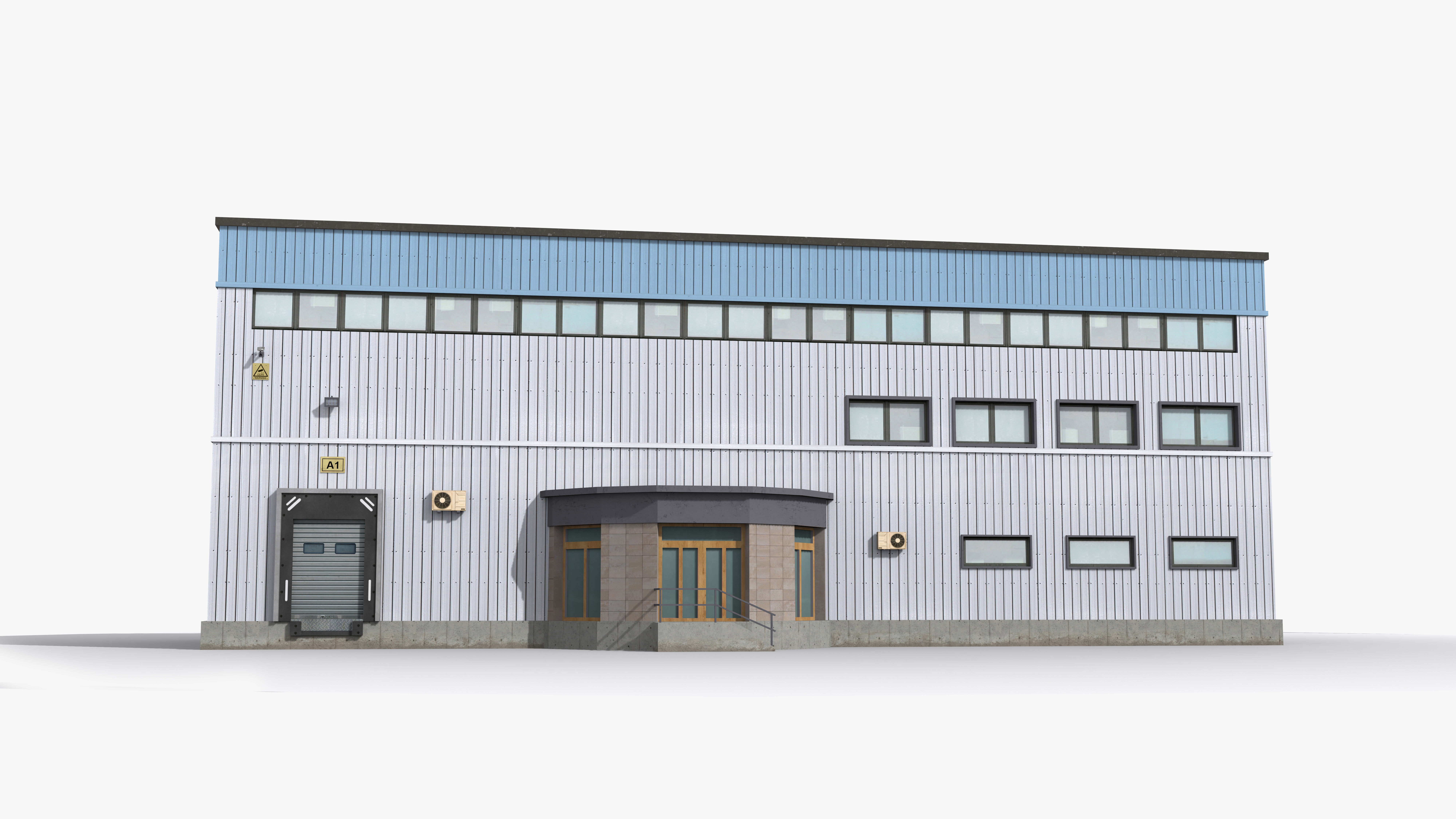 Factory x5 Low-poly 3D model_1