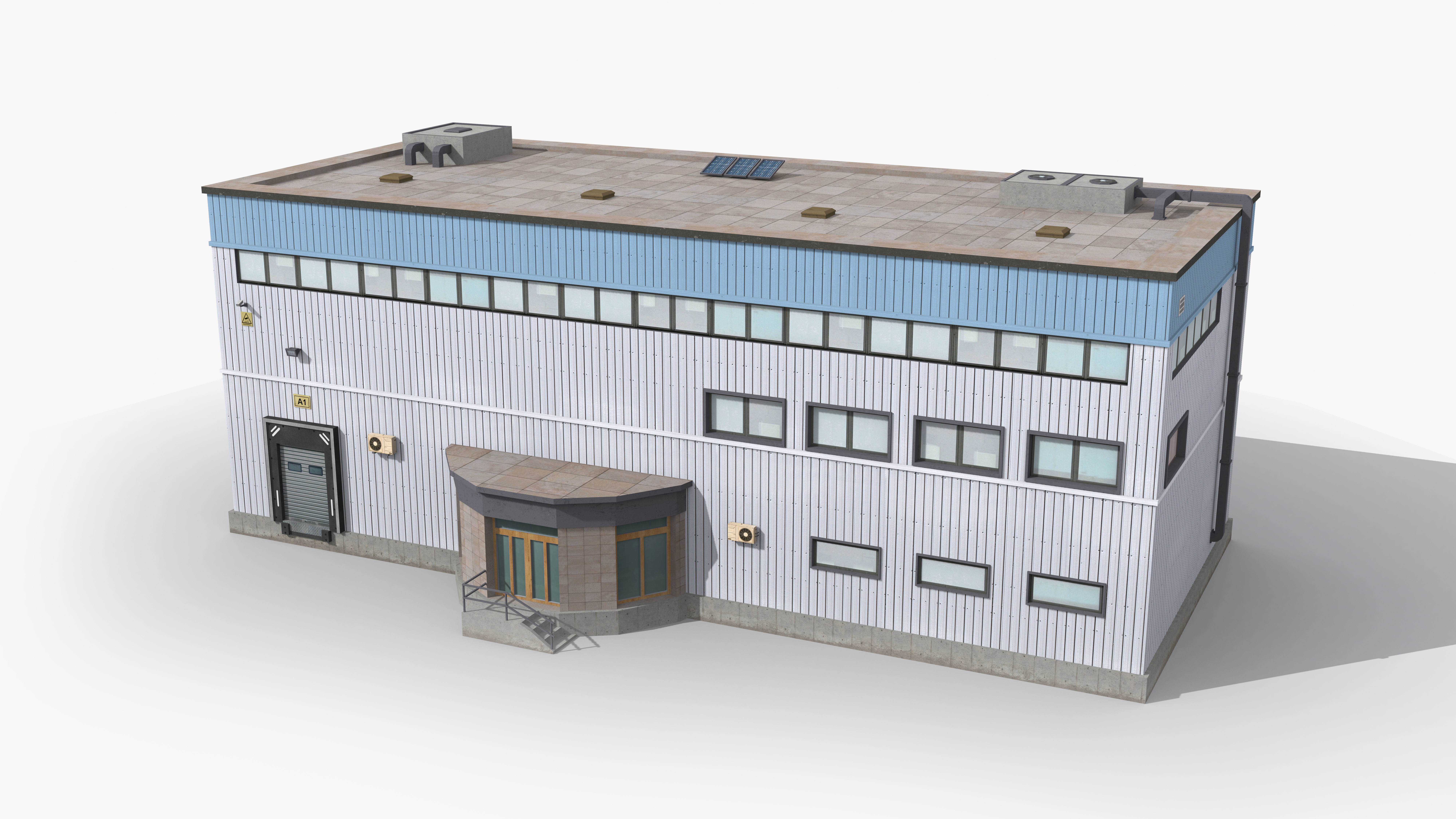 Factory x5 Low-poly 3D model_3