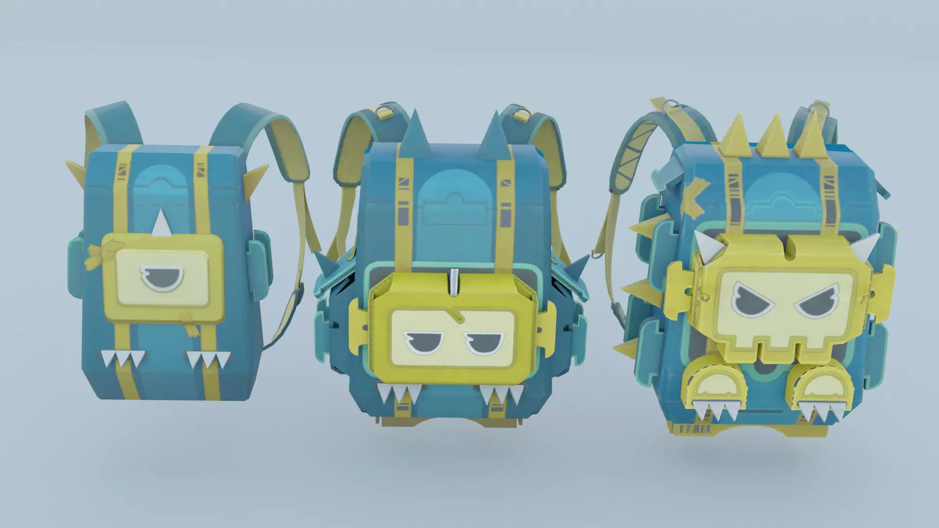 Bag 3x Cardboard Dino Backpack 3D model_0