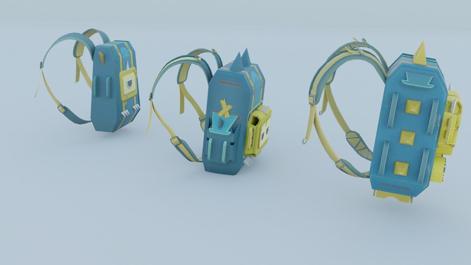 Bag 3x Cardboard Dino Backpack 3D model_7