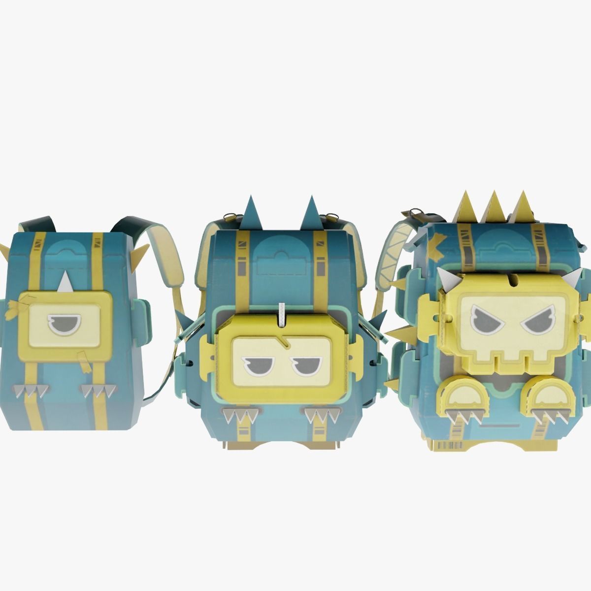 Bag 3x Cardboard Dino Backpack 3D model_8