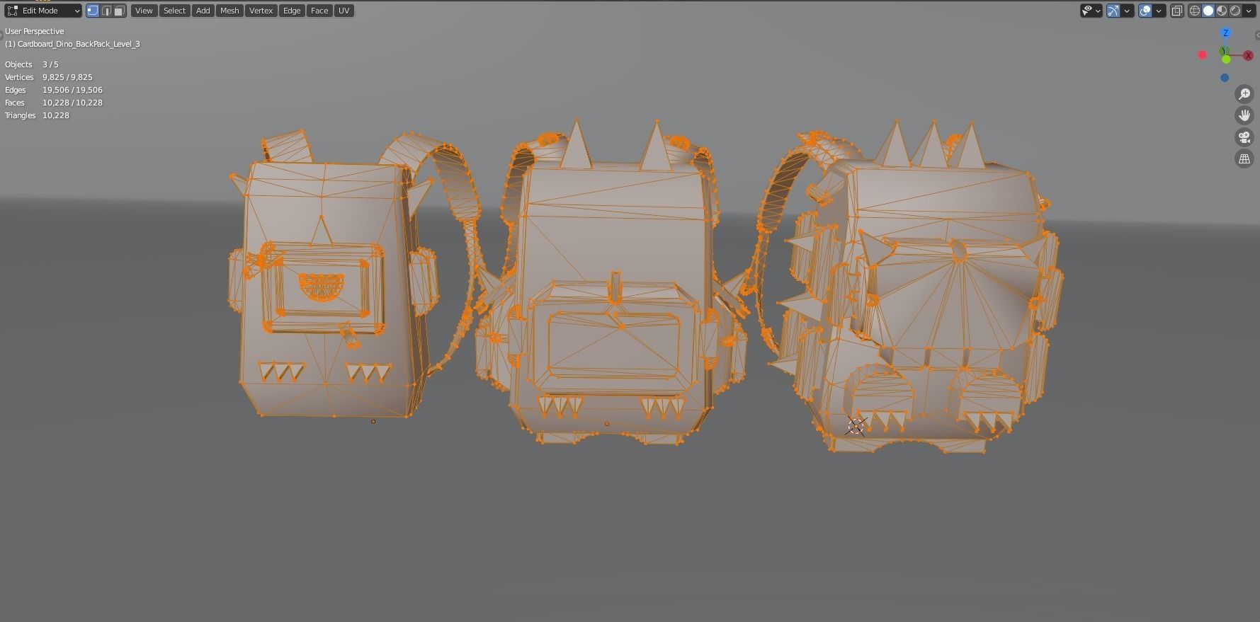 Bag 3x Cardboard Dino Backpack 3D model_10