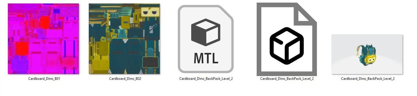 Bag 3x Cardboard Dino Backpack 3D model_9