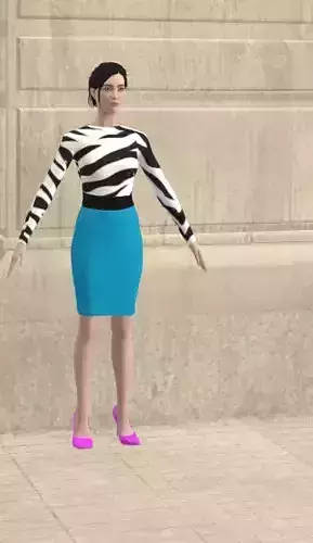 Dress  blouse skirt zebra fabric skirt turquoise color look