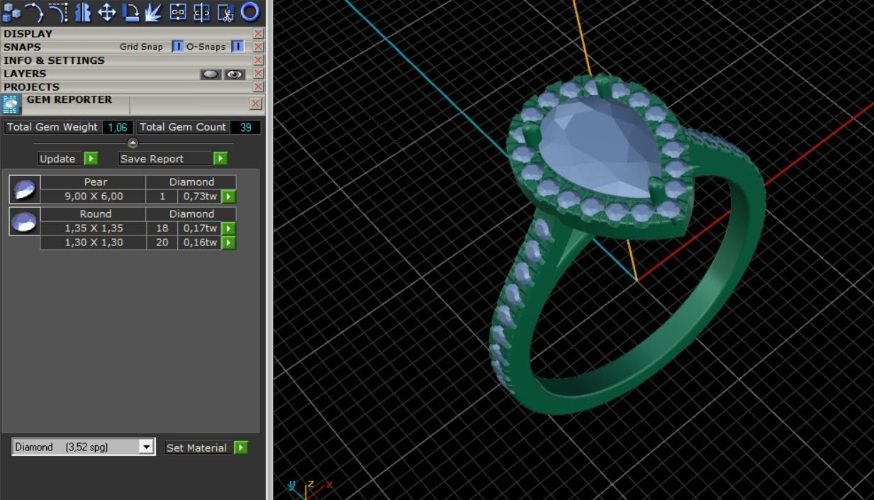 39 Falling Stone Ring 3D print model_6