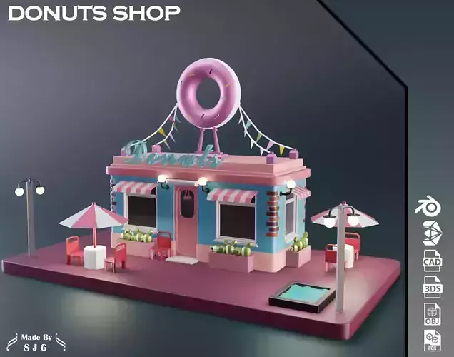 donuts shop Low-poly 3D model
