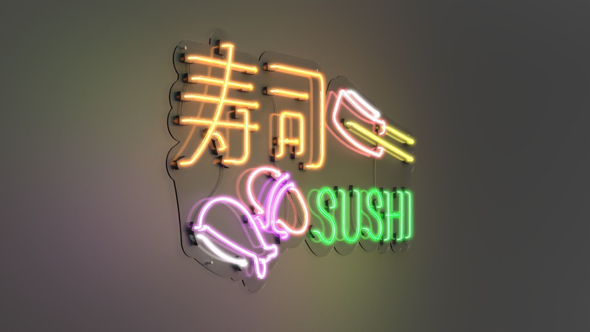 Sushi 1 - Neon Sign 3D model_4