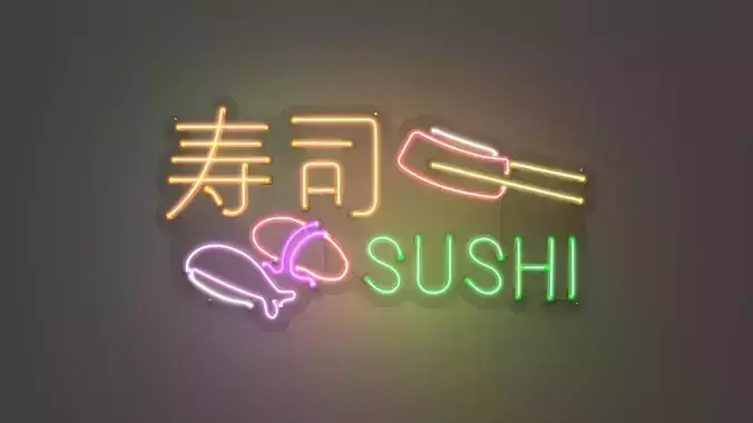 Sushi 1 - Neon Sign 3D model