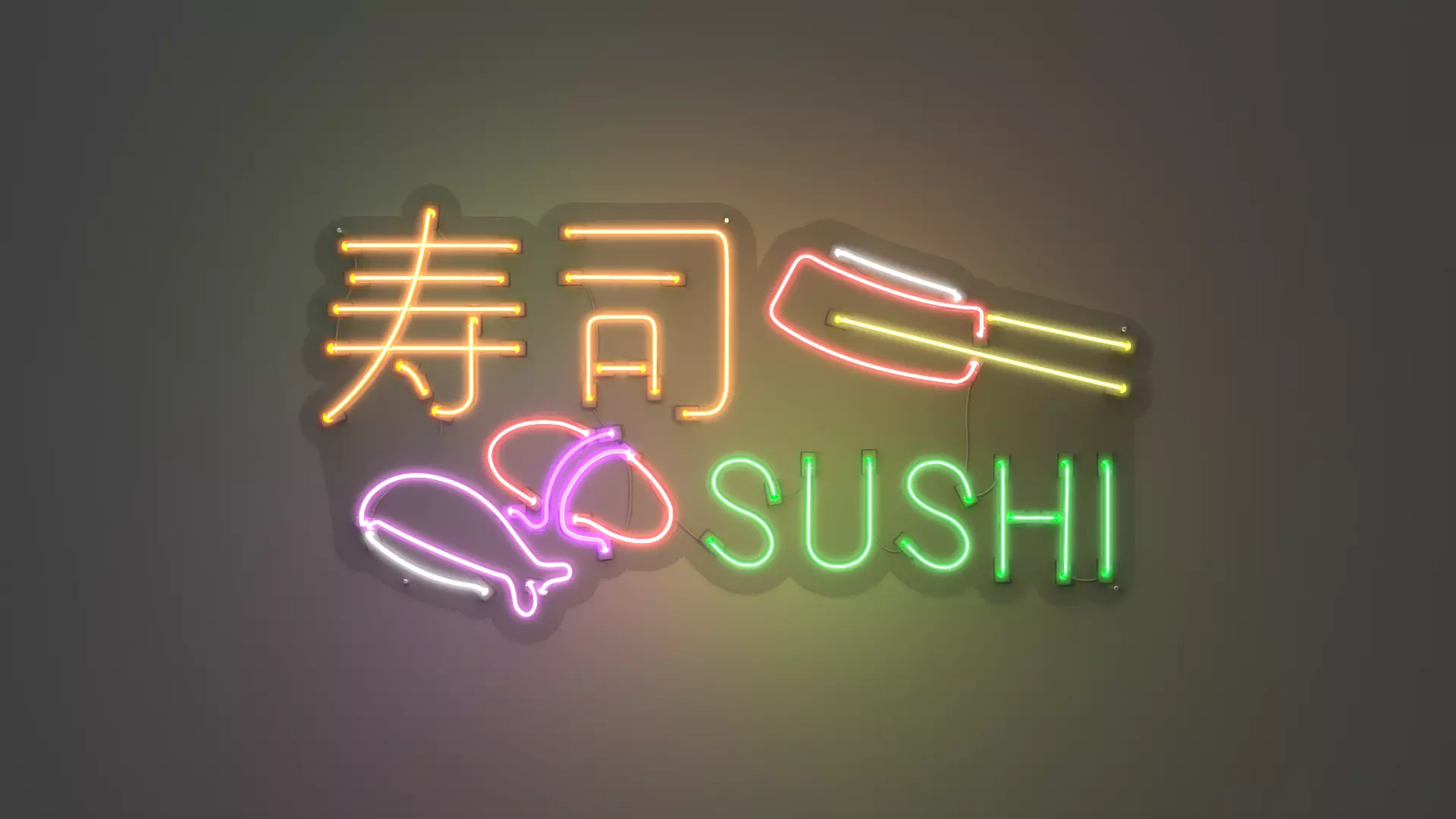 Sushi 1 - Neon Sign 3D model_0