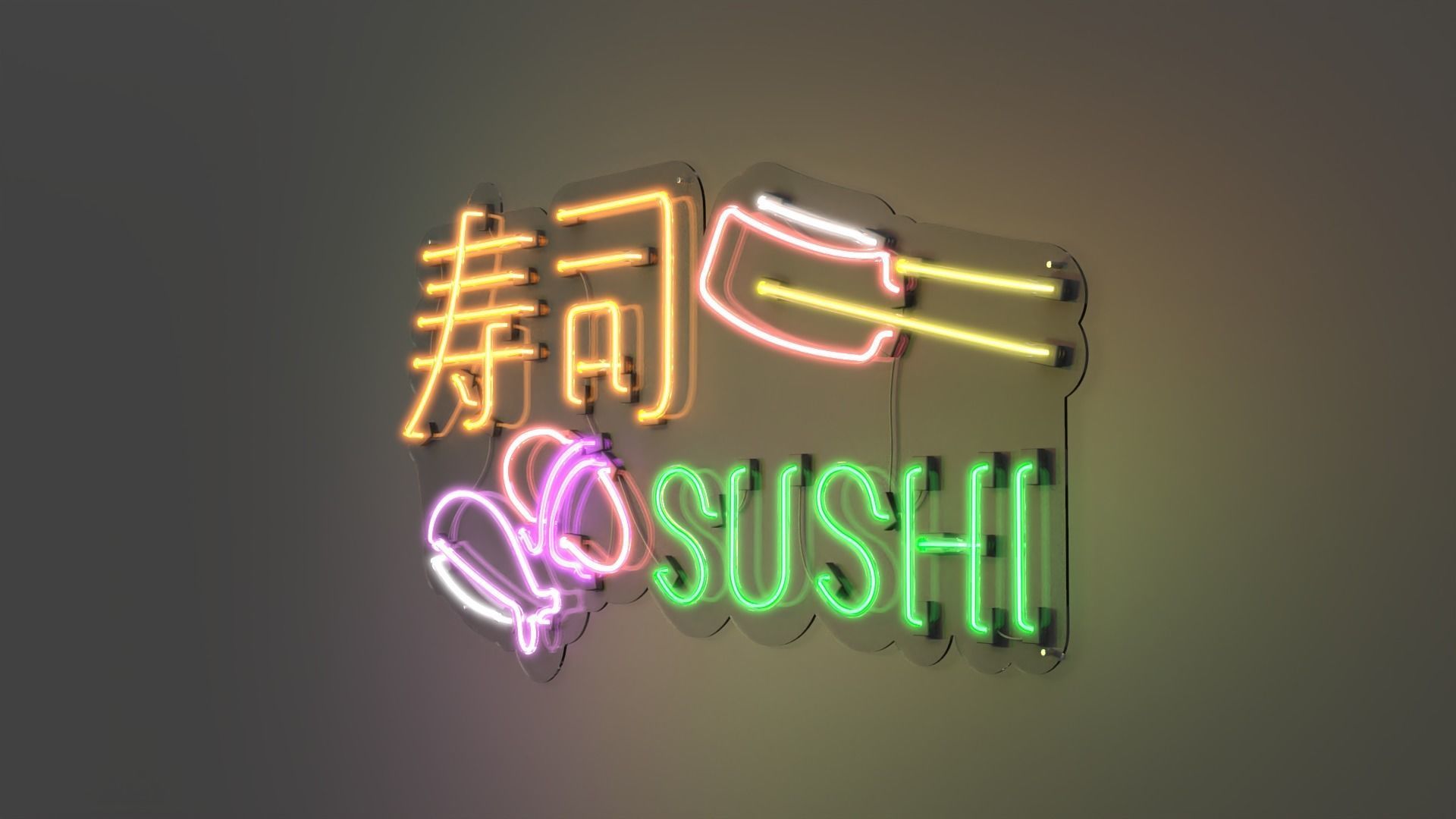 Sushi 1 - Neon Sign 3D model_3