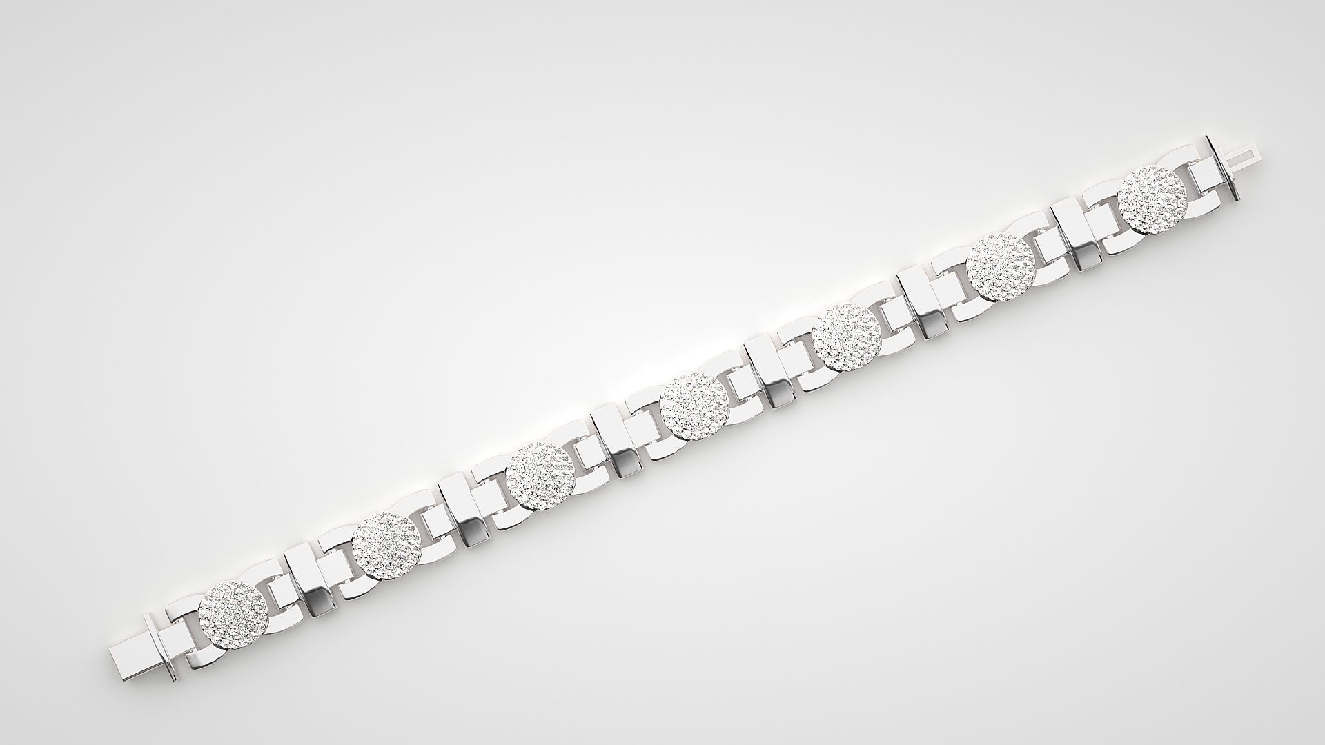 Cross Diamond Head Links High Jewelry Bracelet 3dm stl renders 3D print model_9