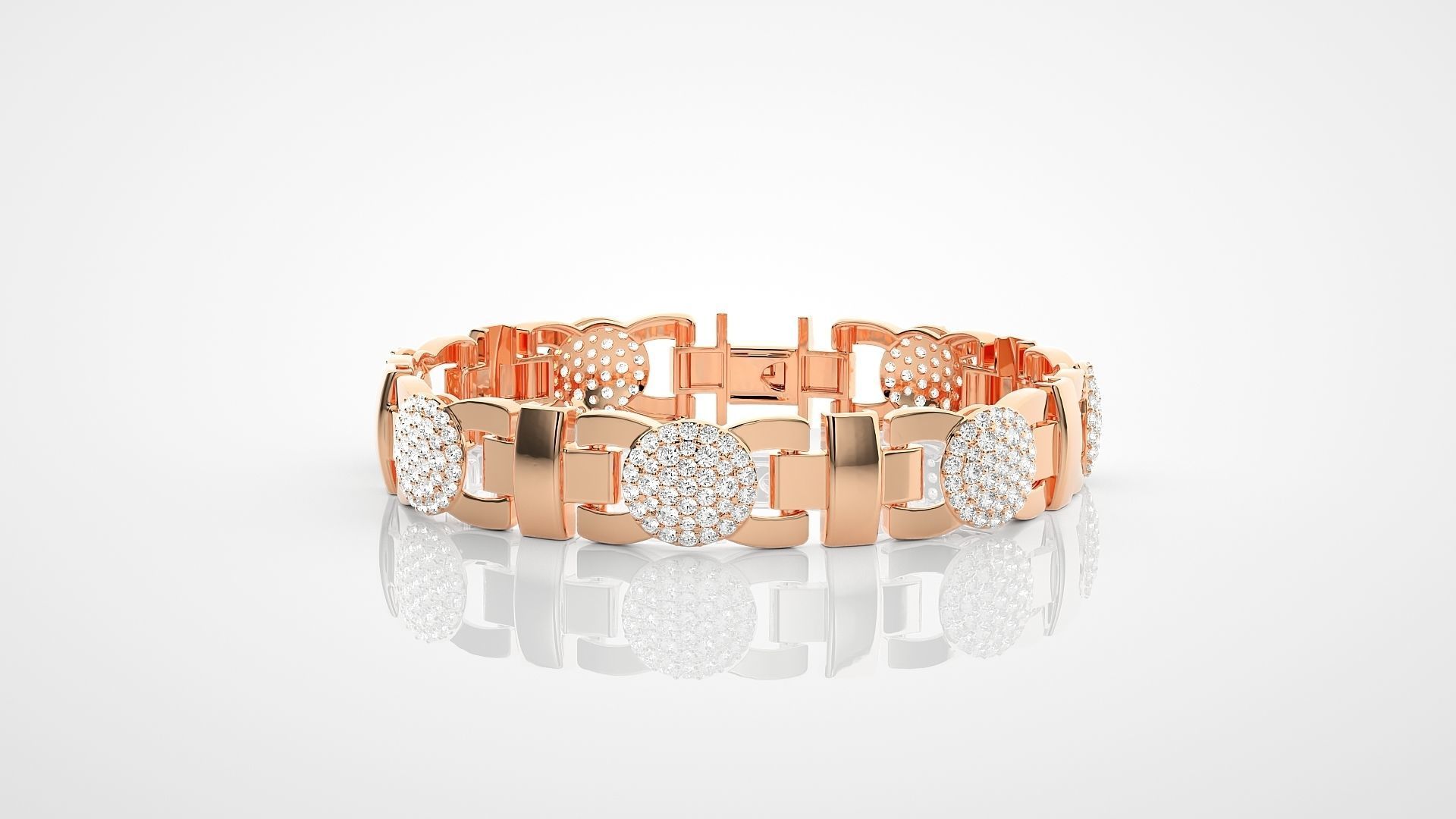 Cross Diamond Head Links High Jewelry Bracelet 3dm stl renders 3D print model_8