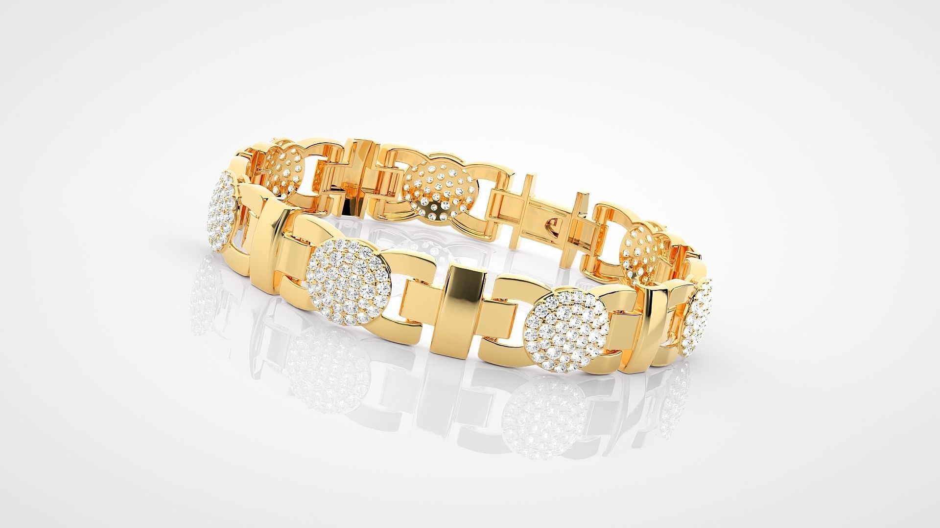 Cross Diamond Head Links High Jewelry Bracelet 3dm stl renders 3D print model_16