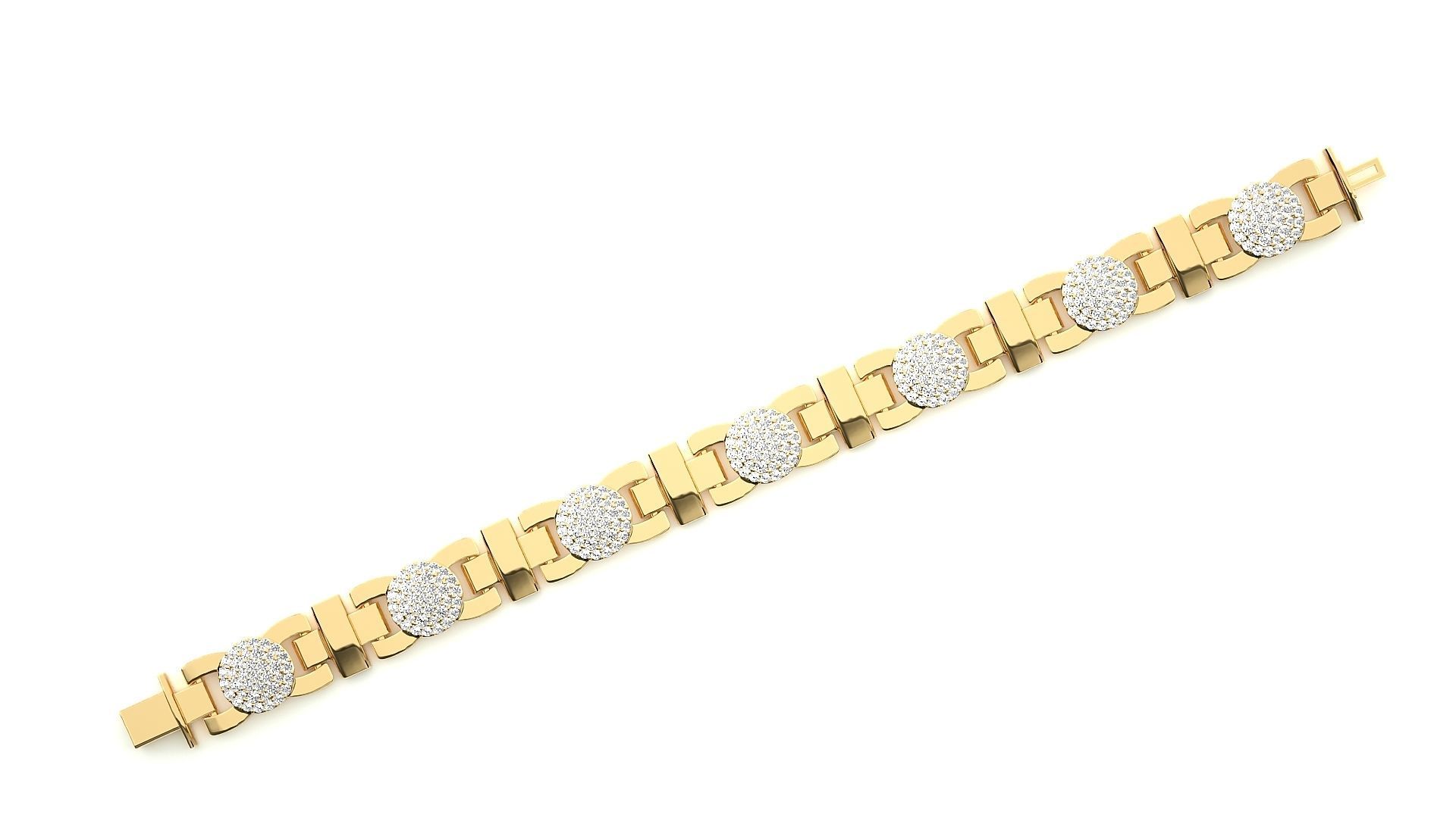 Cross Diamond Head Links High Jewelry Bracelet 3dm stl renders 3D print model_14