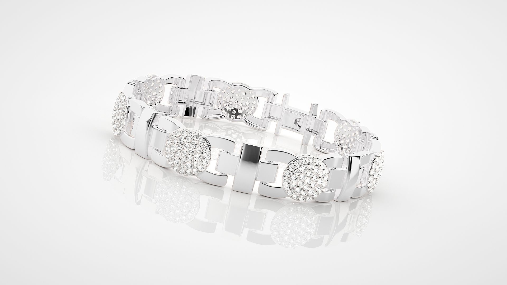 Cross Diamond Head Links High Jewelry Bracelet 3dm stl renders 3D print model_11