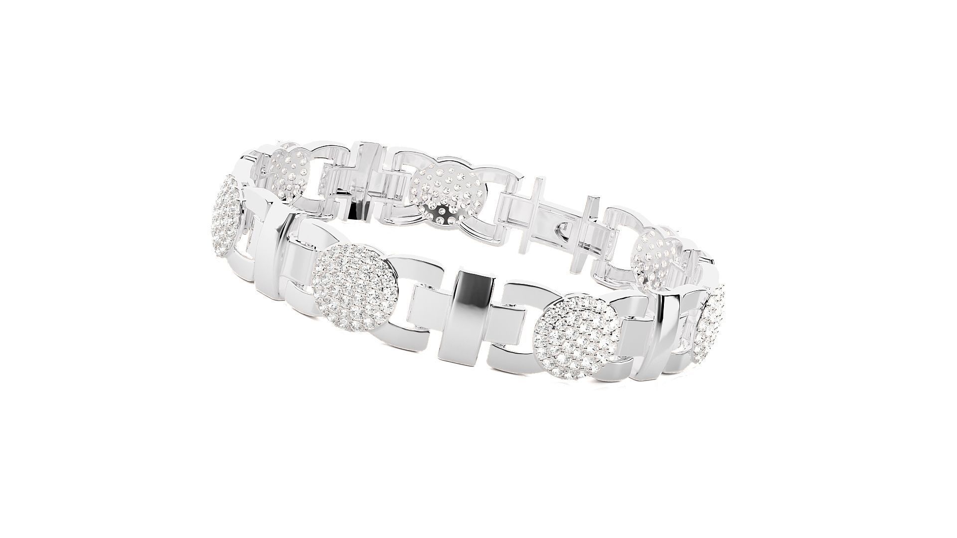 Cross Diamond Head Links High Jewelry Bracelet 3dm stl renders 3D print model_1