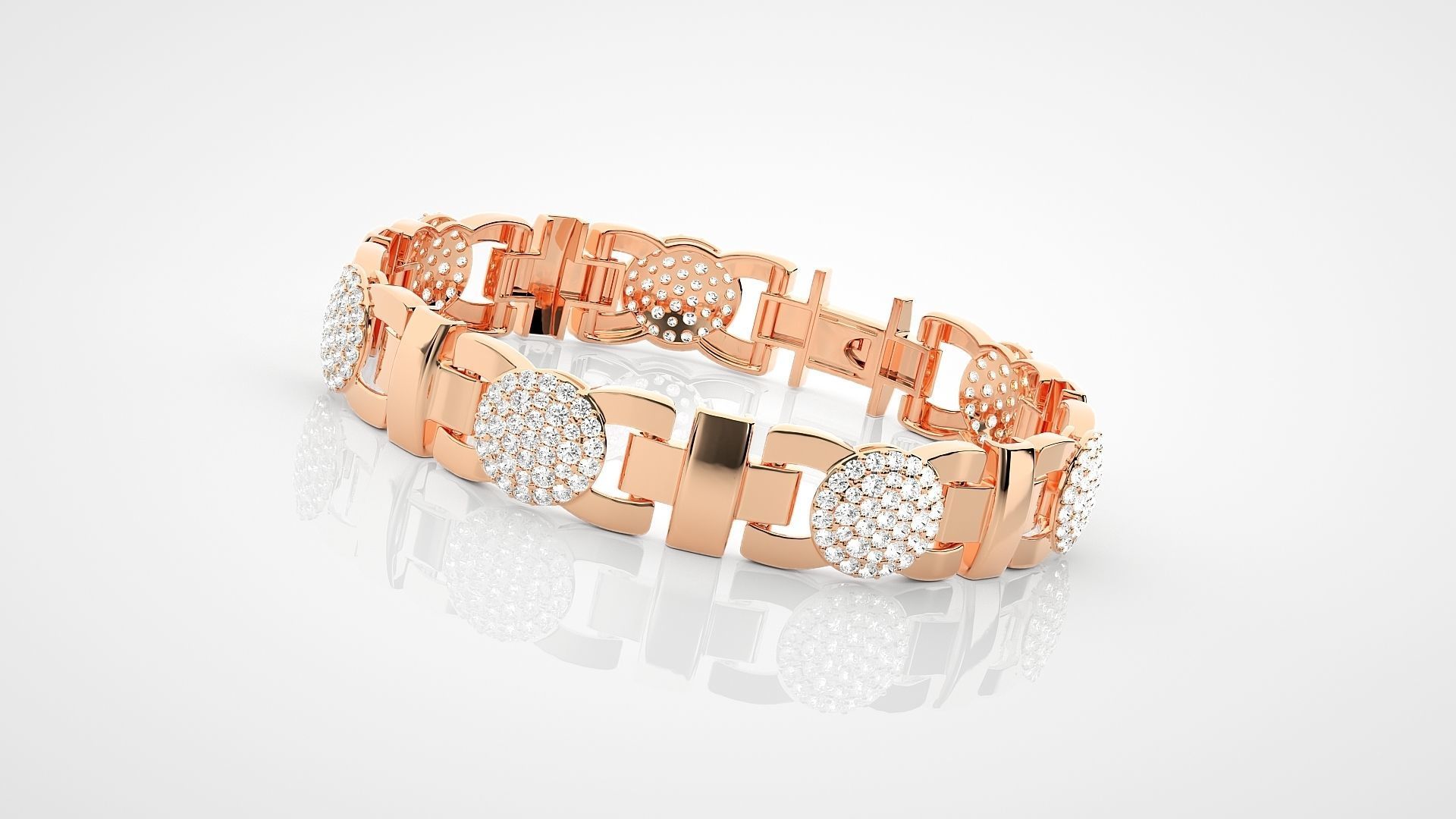 Cross Diamond Head Links High Jewelry Bracelet 3dm stl renders 3D print model_6