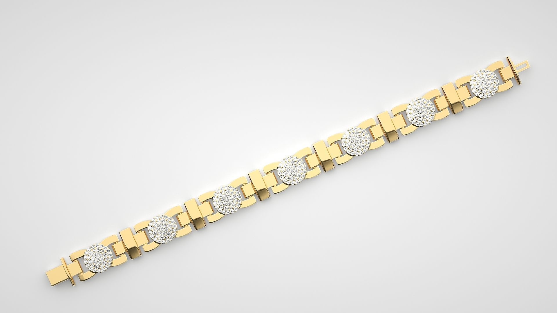 Cross Diamond Head Links High Jewelry Bracelet 3dm stl renders 3D print model_15