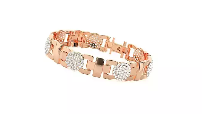 Cross Diamond Head Links High Jewelry Bracelet 3dm stl renders 3D print model