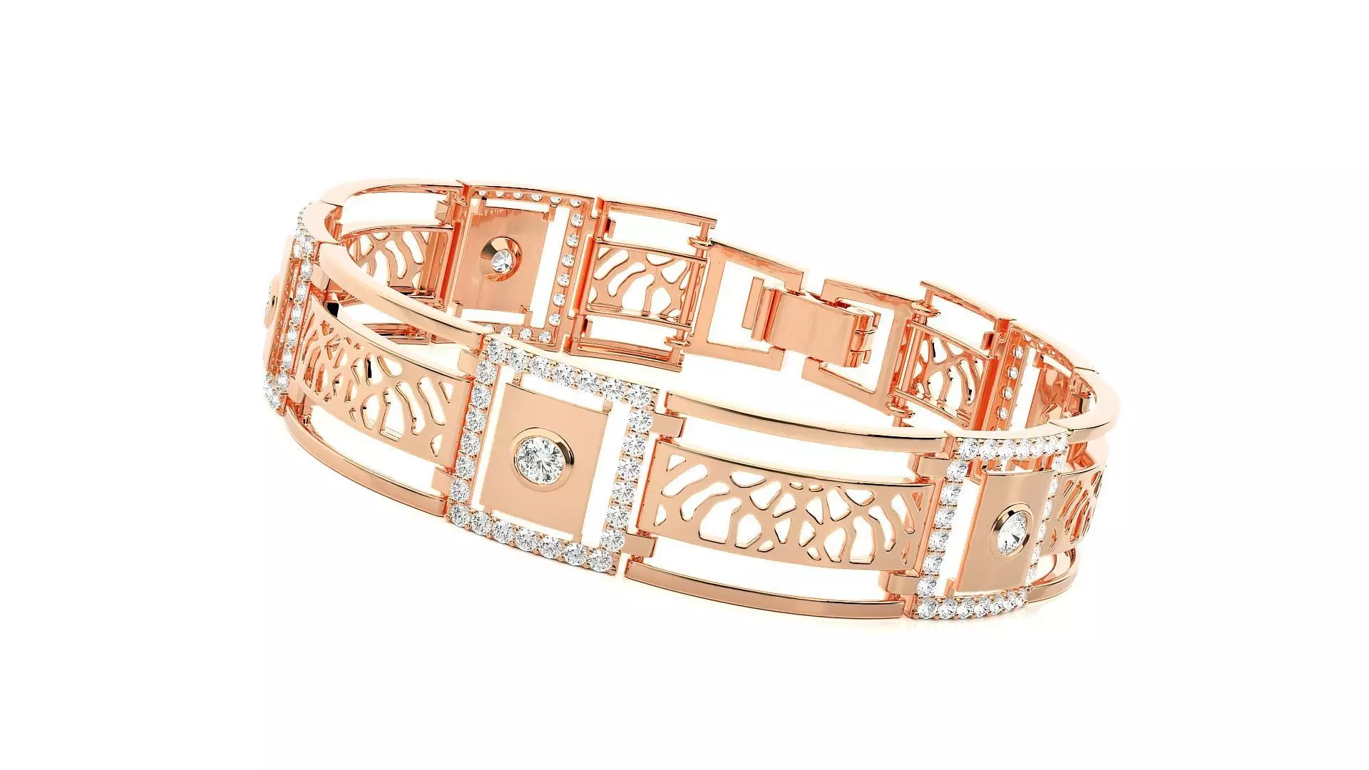 Solitaire Mesh High Jewelry Diamond Bracelet 3dm stl renders 3D print model_0