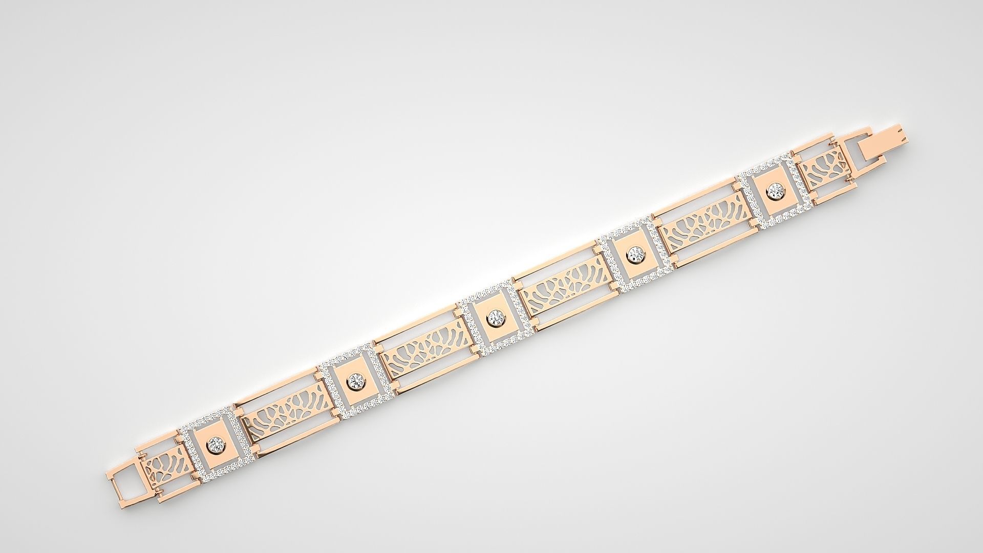 Solitaire Mesh High Jewelry Diamond Bracelet 3dm stl renders 3D print model_5