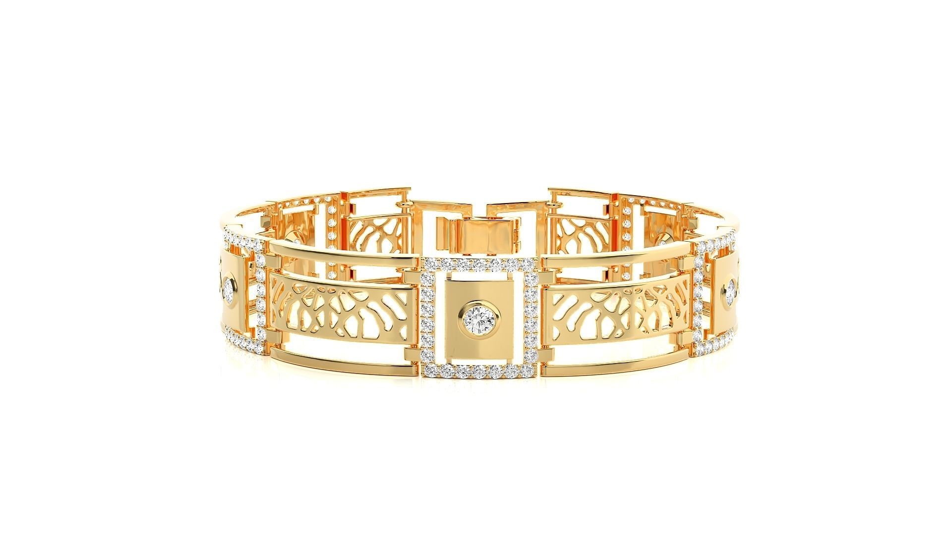 Solitaire Mesh High Jewelry Diamond Bracelet 3dm stl renders 3D print model_17